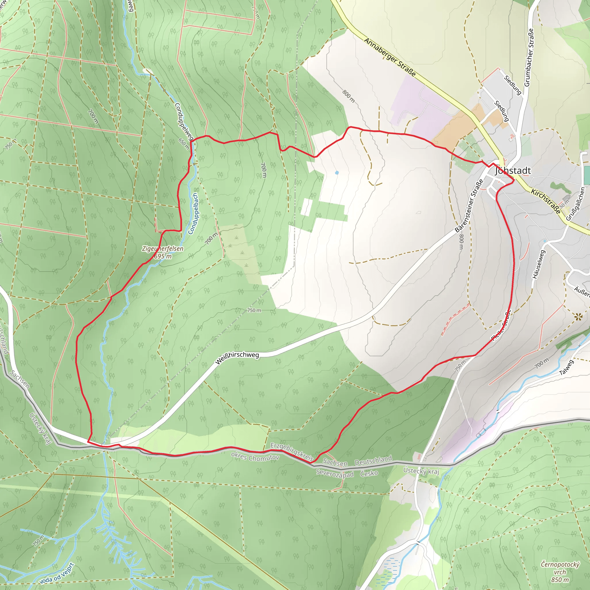 Zigeunerfelsen Loop - Johstadt mobile static map