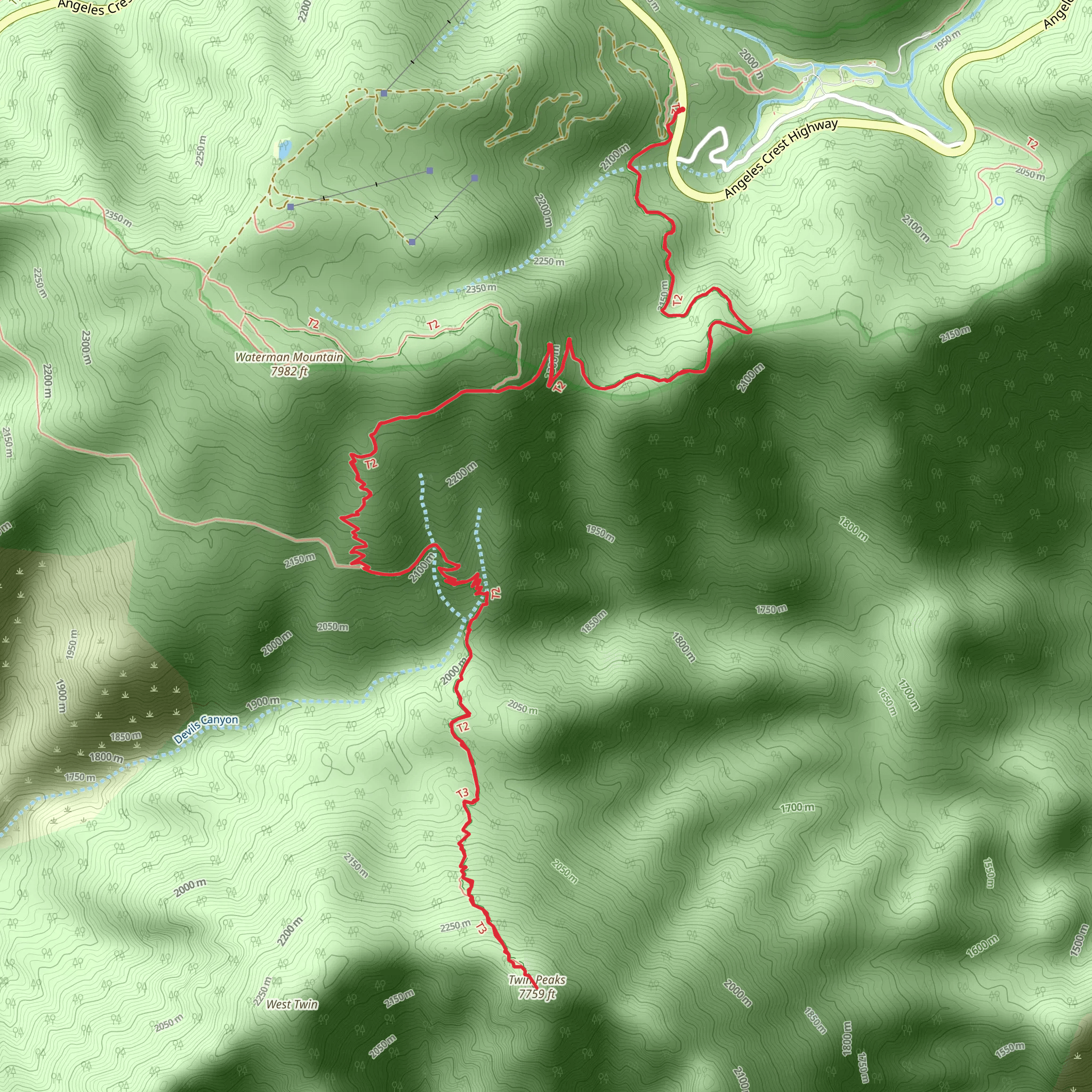 Twin Peaks Trail mobile static map