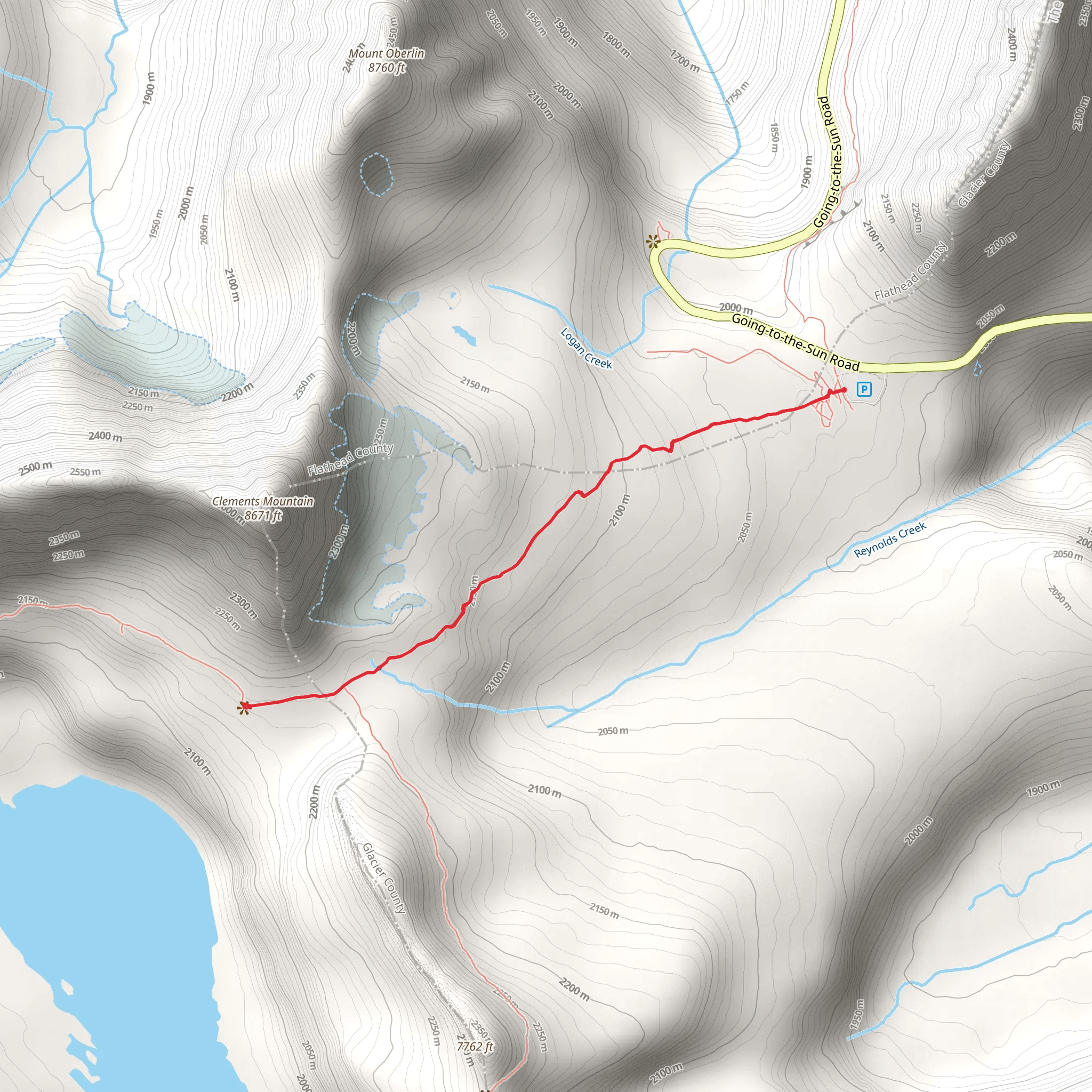 Hidden Lake Overlook and Hidden Lake Pass mobile static map