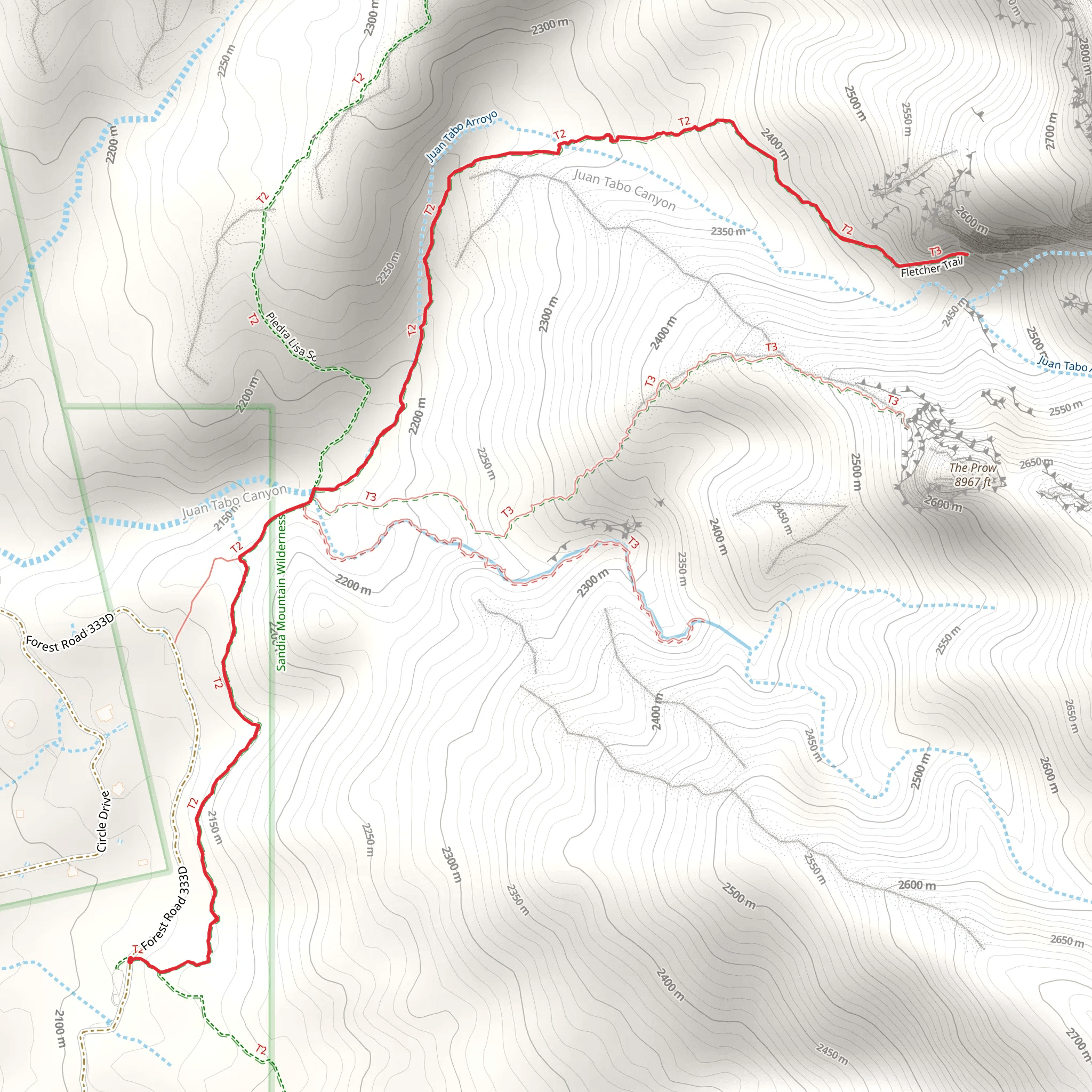 Piedra Lisa - South and Fletcher Trail mobile static map