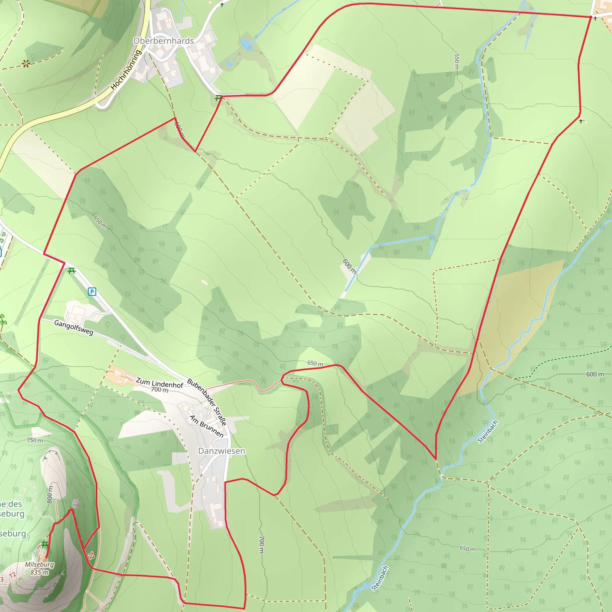 Milseburg Loop from Steinbach mobile static map