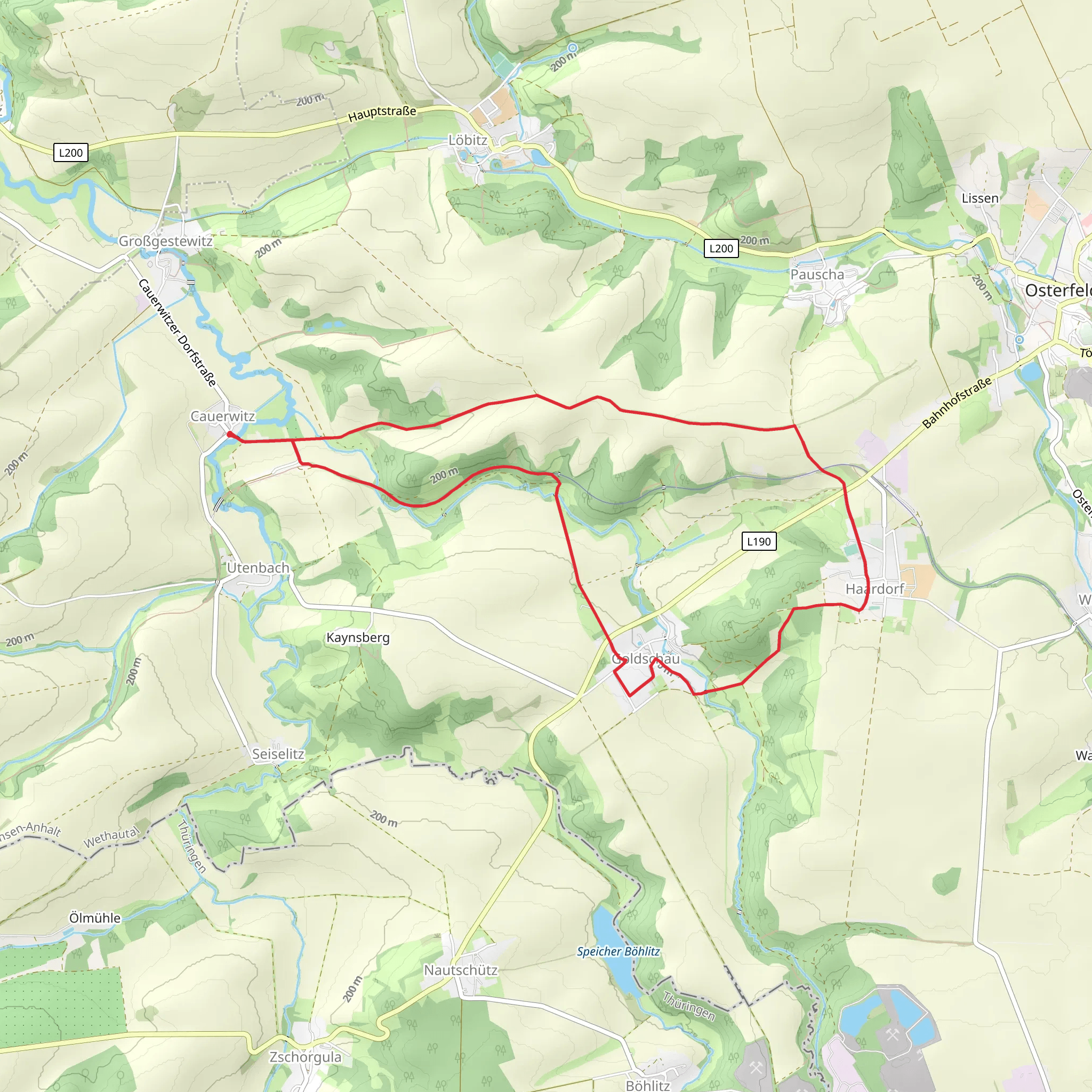 Silberberg via Rundweg Pauscha Loebitz and Rundweg Goldschau mobile static map