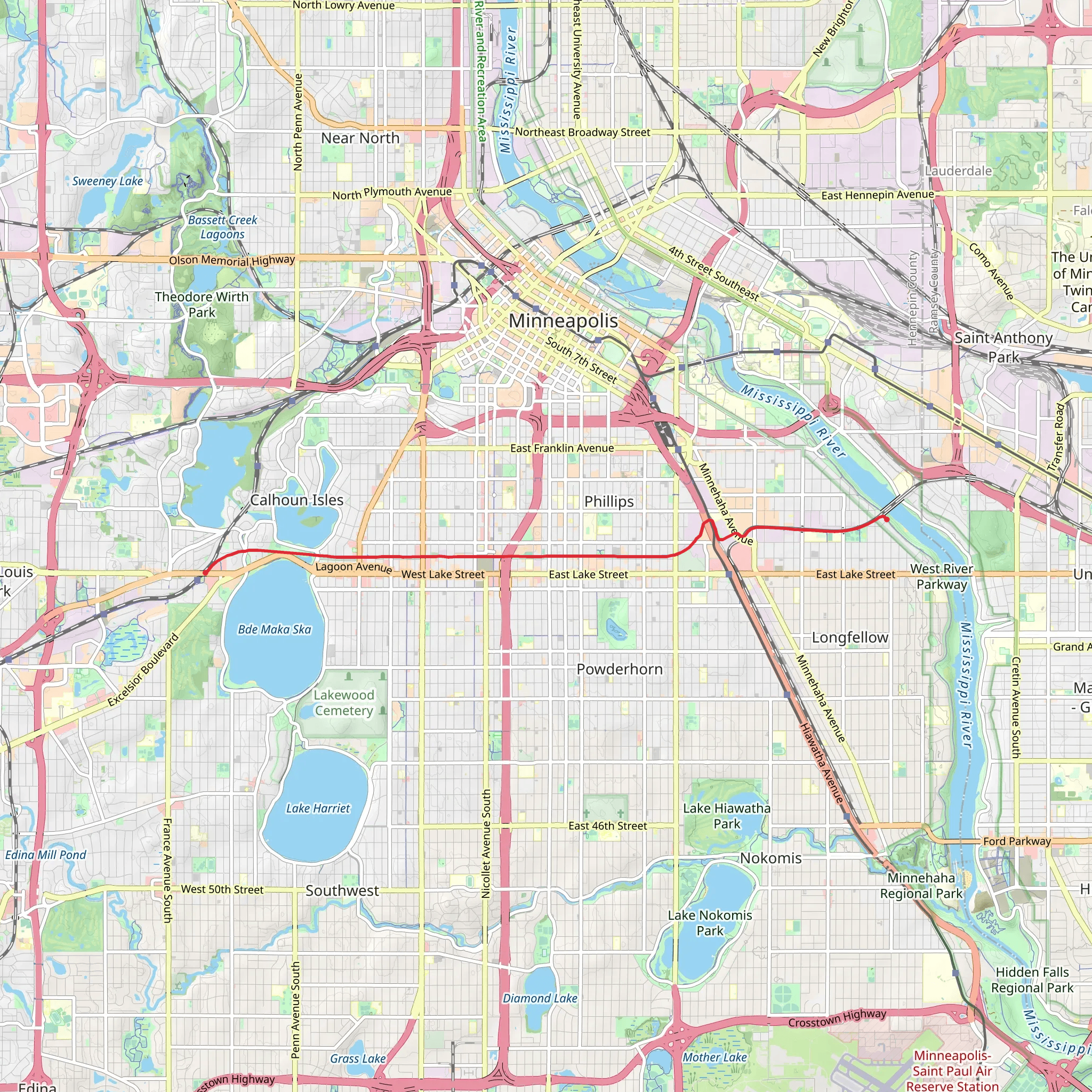 Midtown Greenway mobile static map