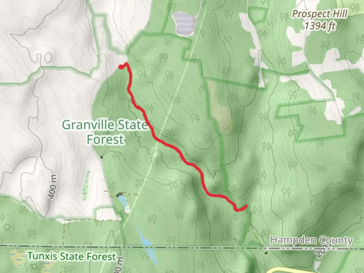 An image depicting the trail Hubbard River Out and Backfrom West Hartland Road and its surrounding area.