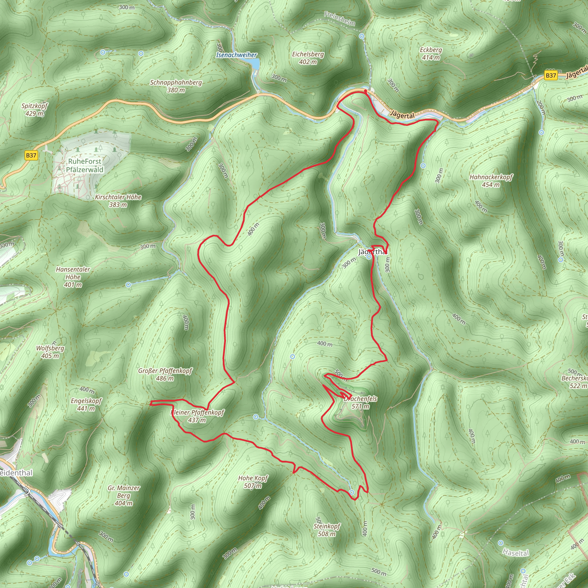 Jagerthal and Drachenfels Loop mobile static map