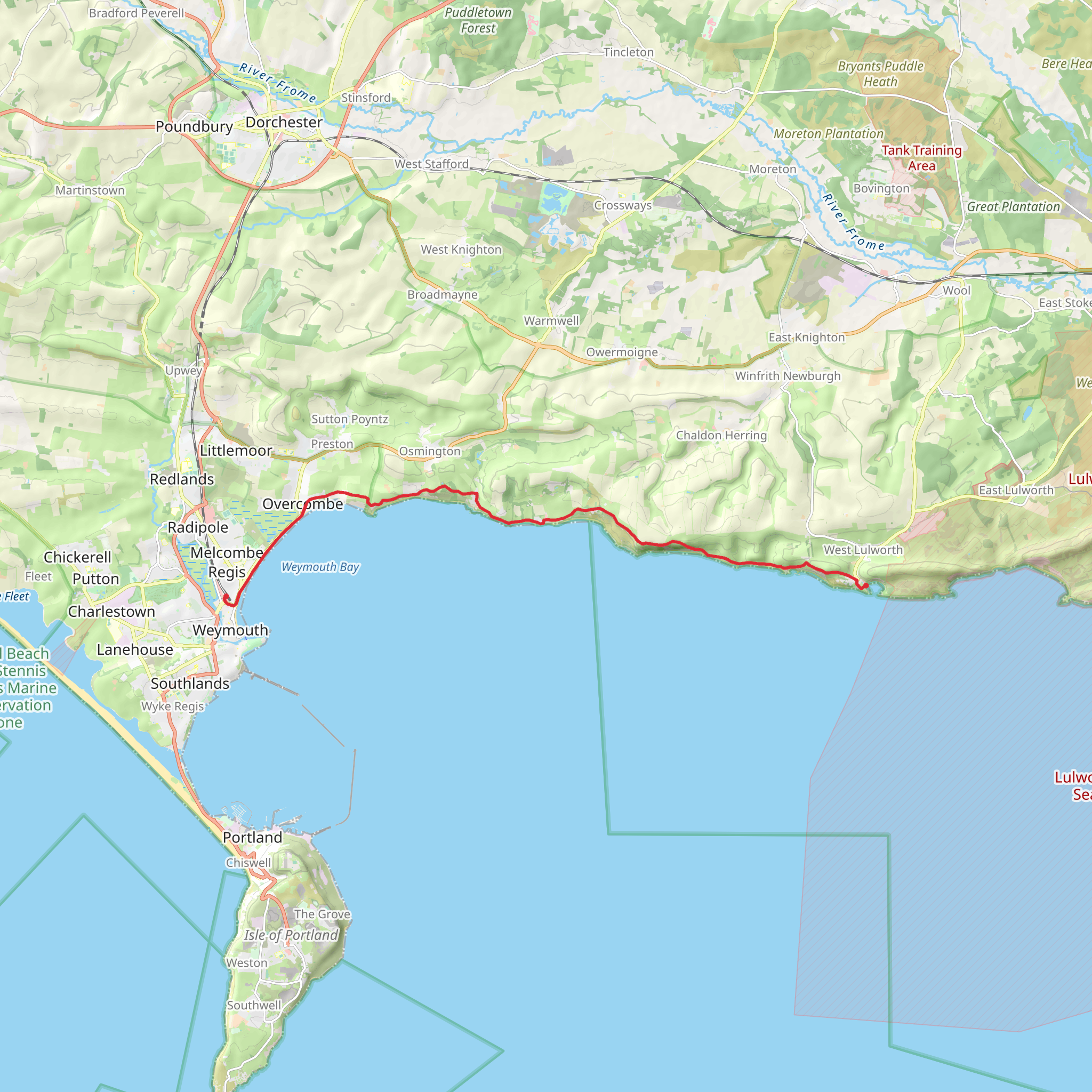 Boeleaze Cove, Bran Point and Man O'War Beach Walk mobile static map
