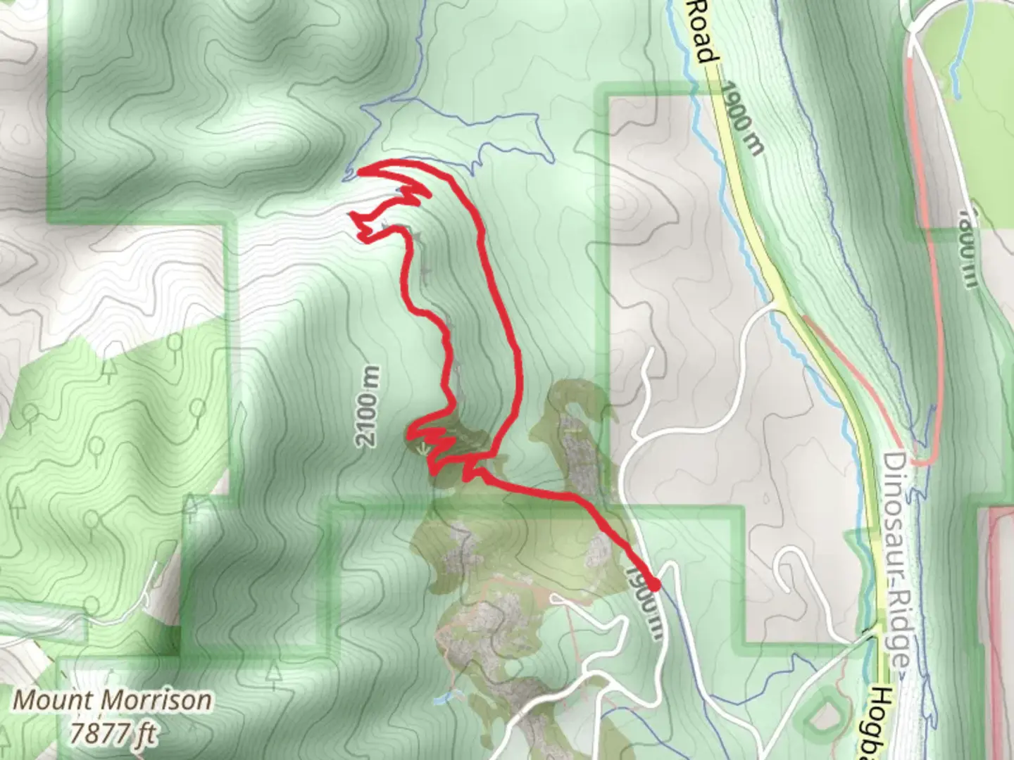 An image depicting the trail Red Rocks and Morrison Slide Loop Trail and its surrounding area.