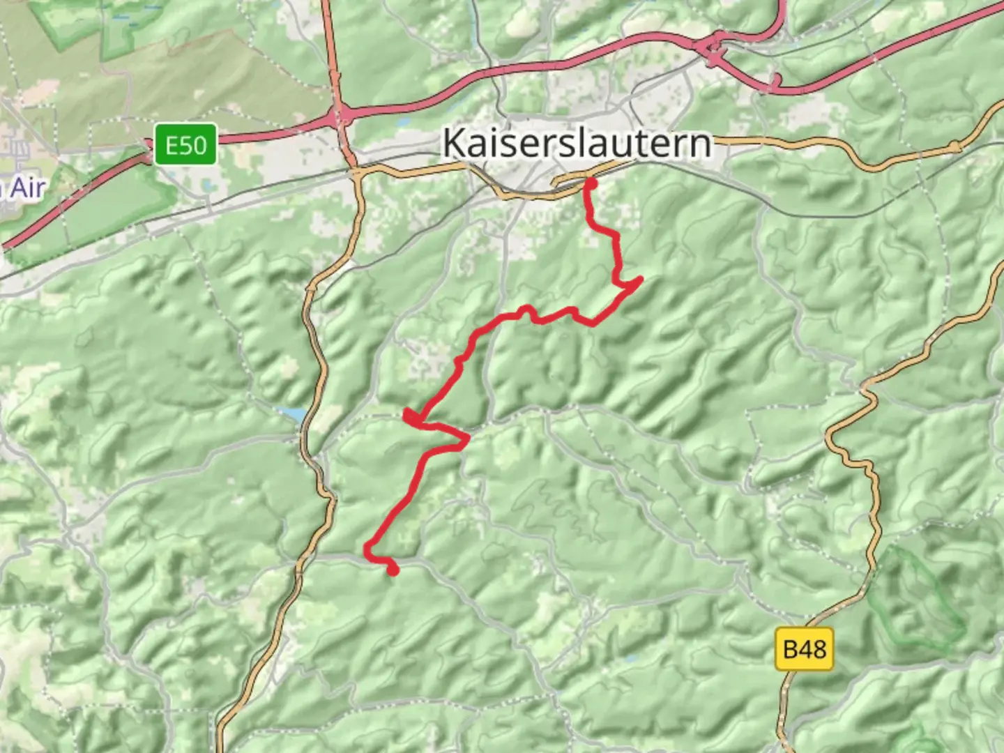 An image depicting the trail Kaiserslautern to Hammertal Walk and its surrounding area.