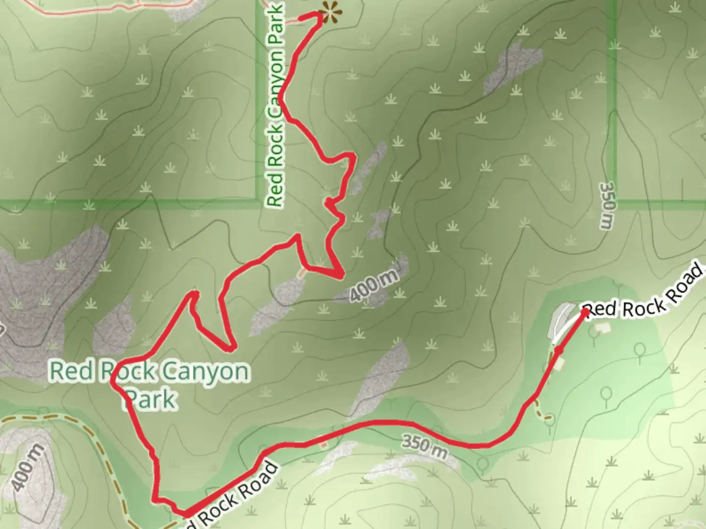 An image depicting the trail Red Rock Trail and its surrounding area.