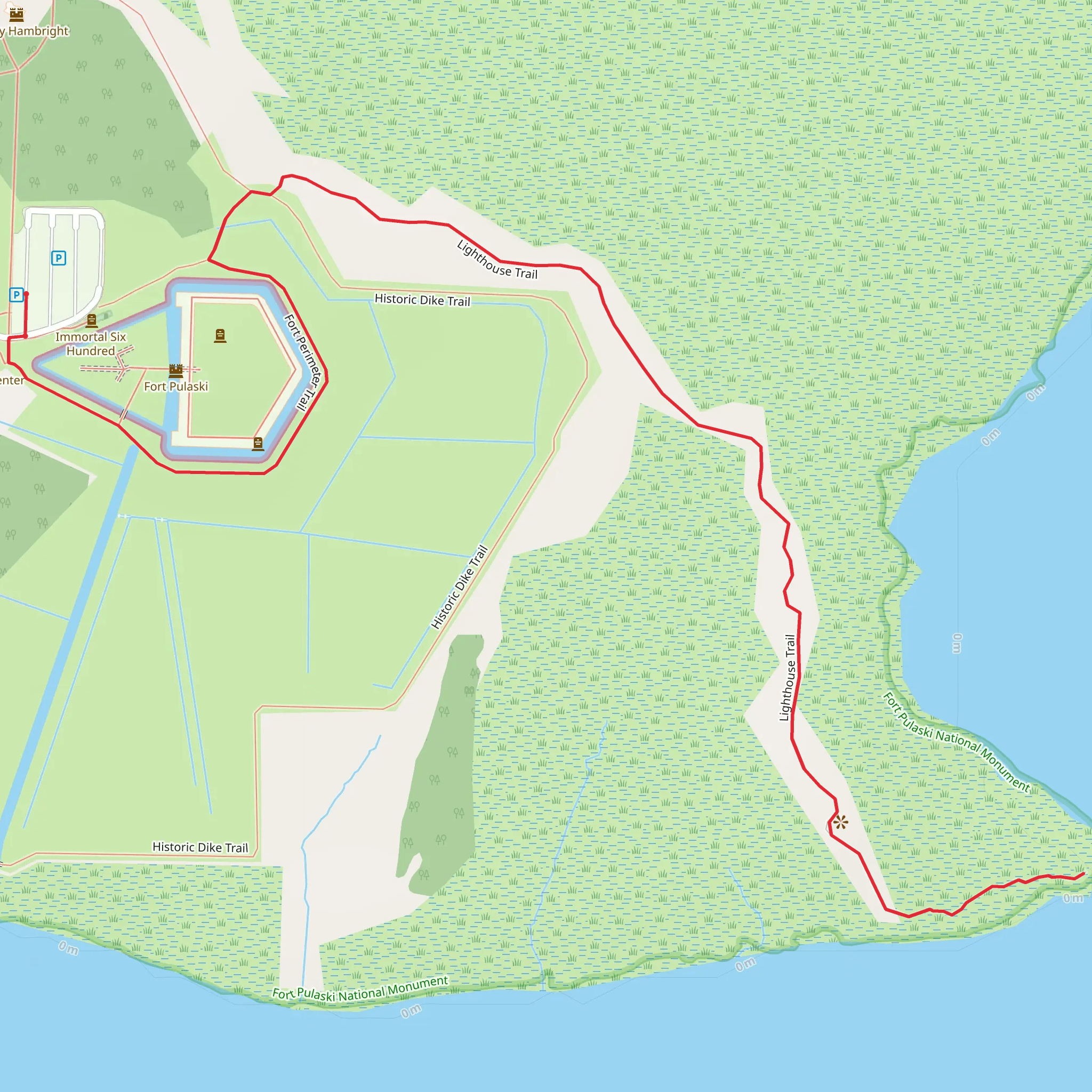 Fort Perimeter and Lighthouse Trail mobile static map