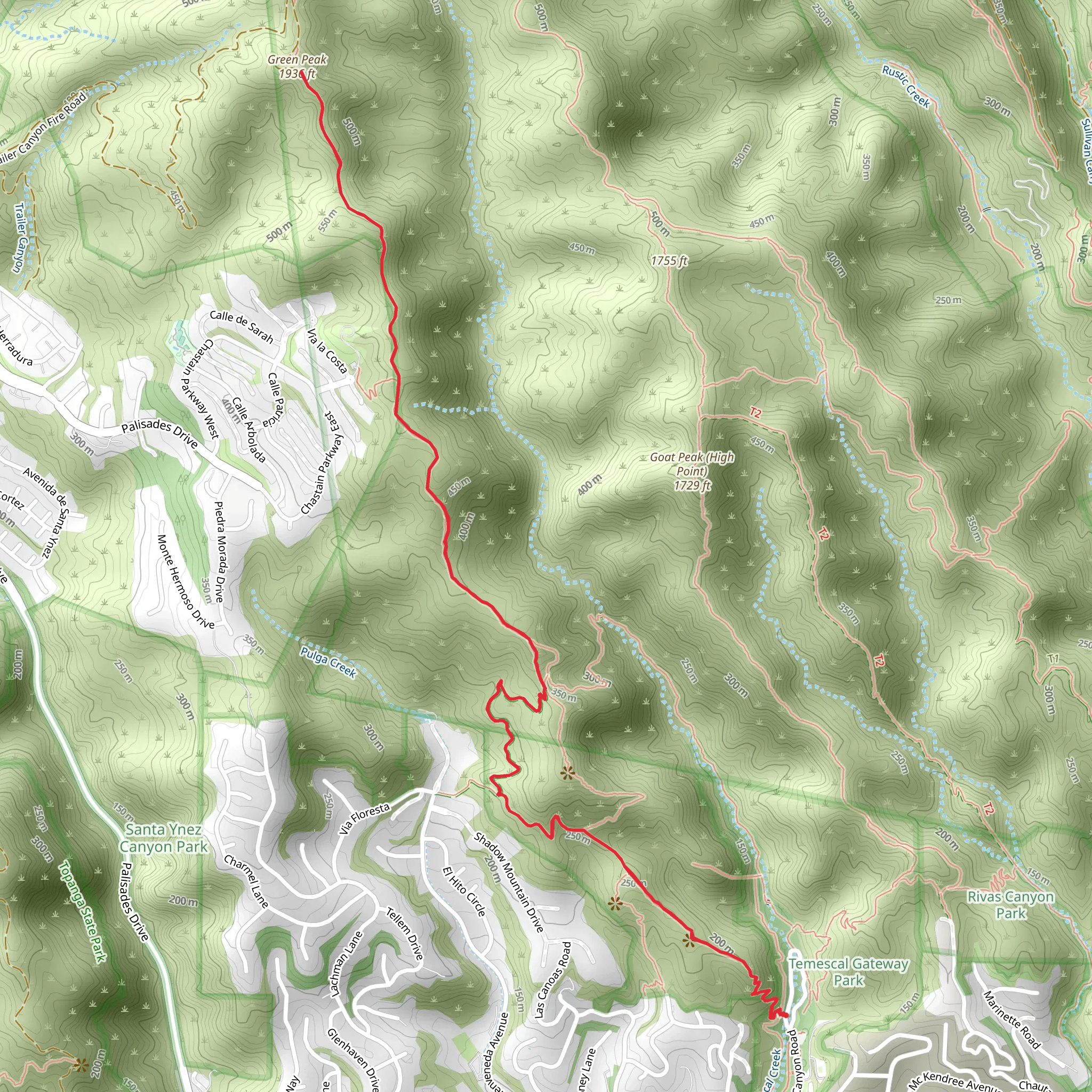 Temescal Ridge Trail mobile static map