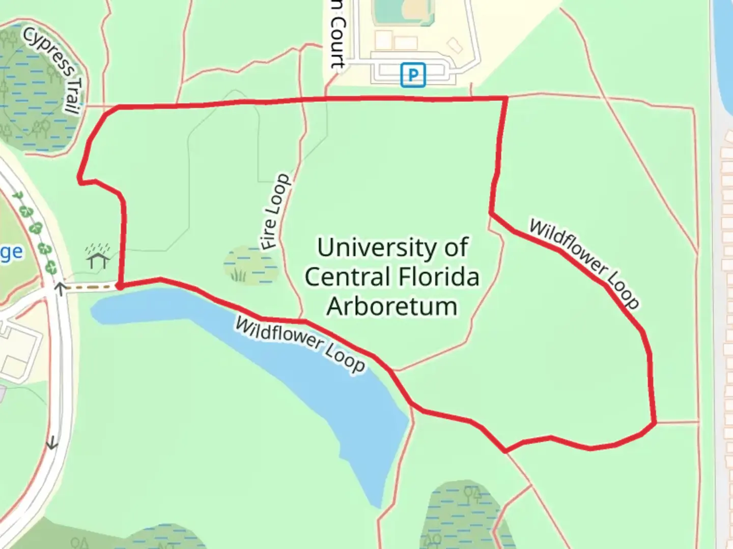 An image depicting the trail Wildflower Loop and its surrounding area.