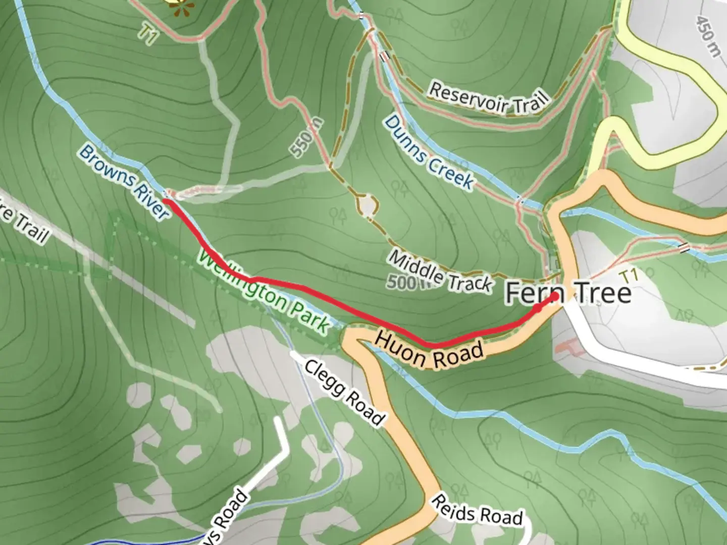 An image depicting the trail Fern Tree Park to Silver Falls Trail and its surrounding area.