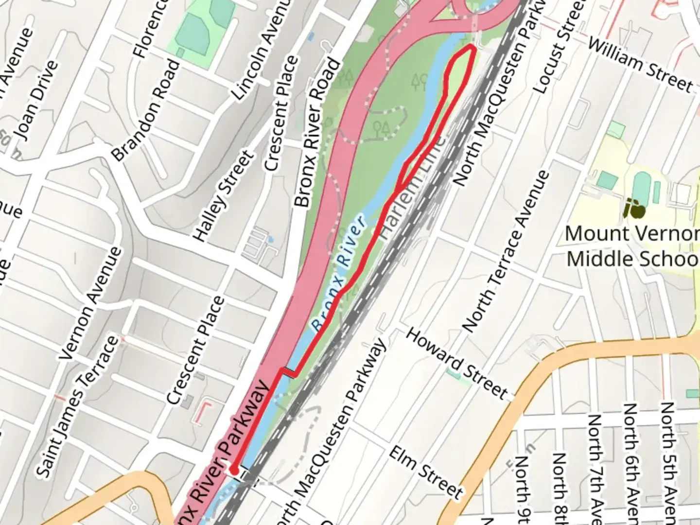 An image depicting the trail Bronx River and its surrounding area.