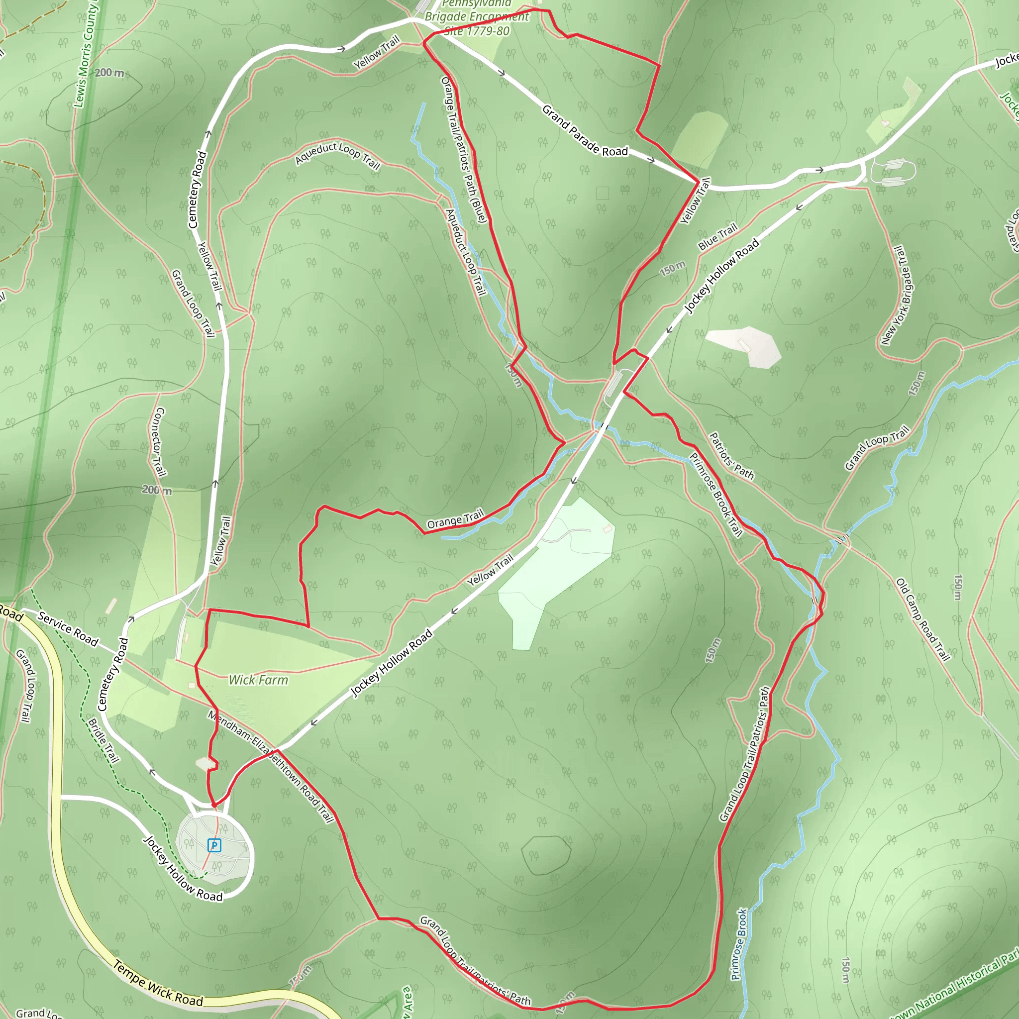 Mendham Road, Yellow and Orange Loop Trail mobile static map