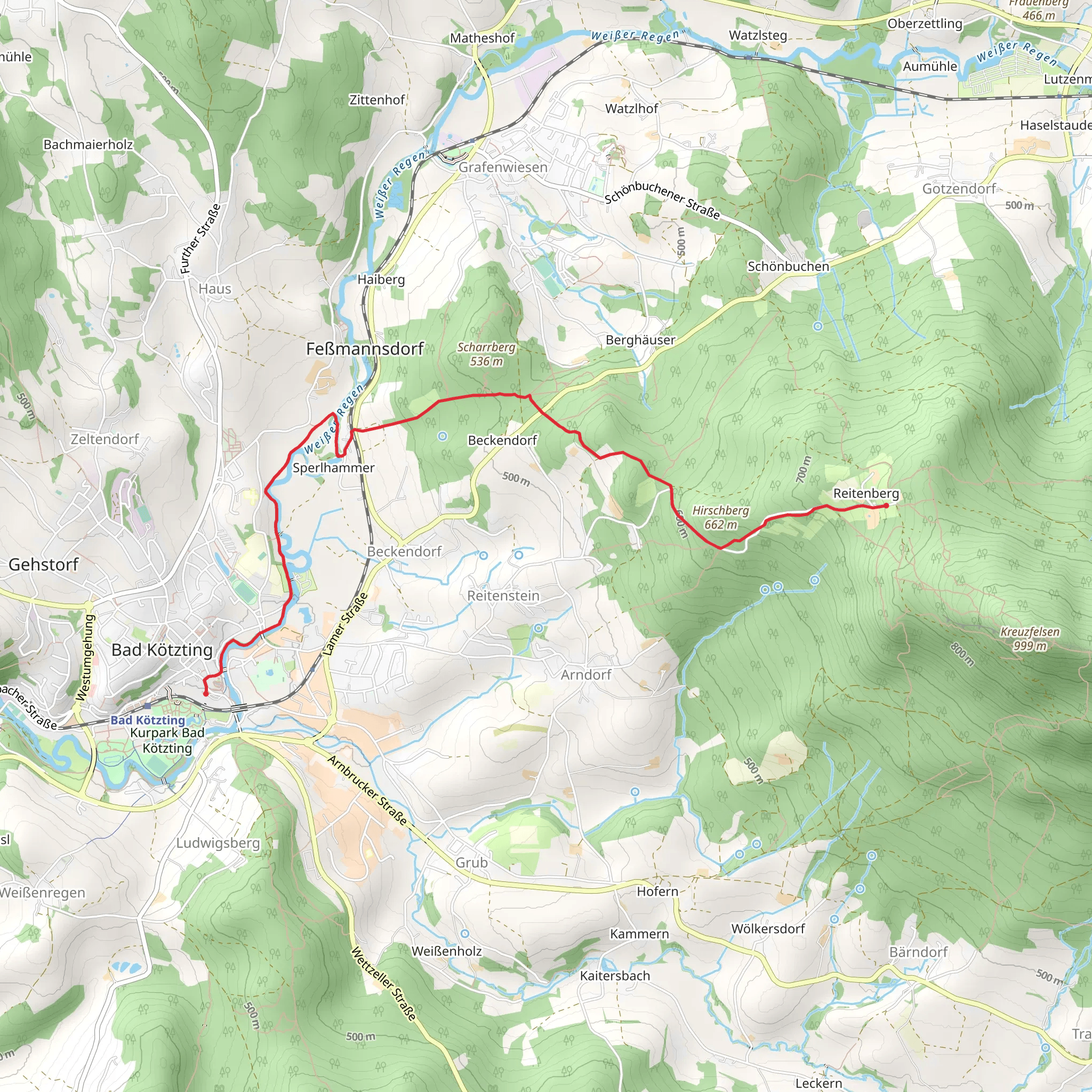 Bad Kötzting to Reitenberg Walk mobile static map