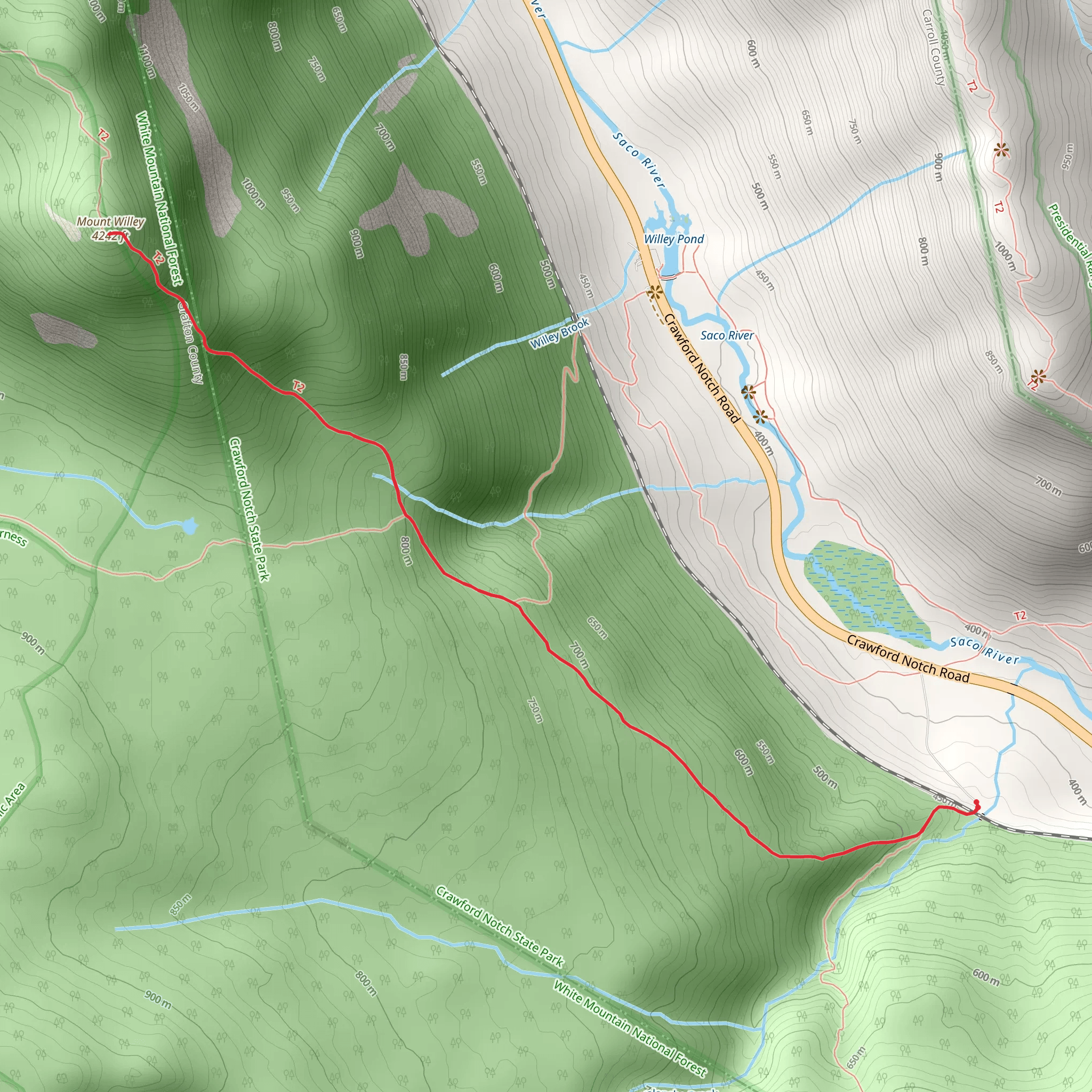 Mount Willey Trail mobile static map