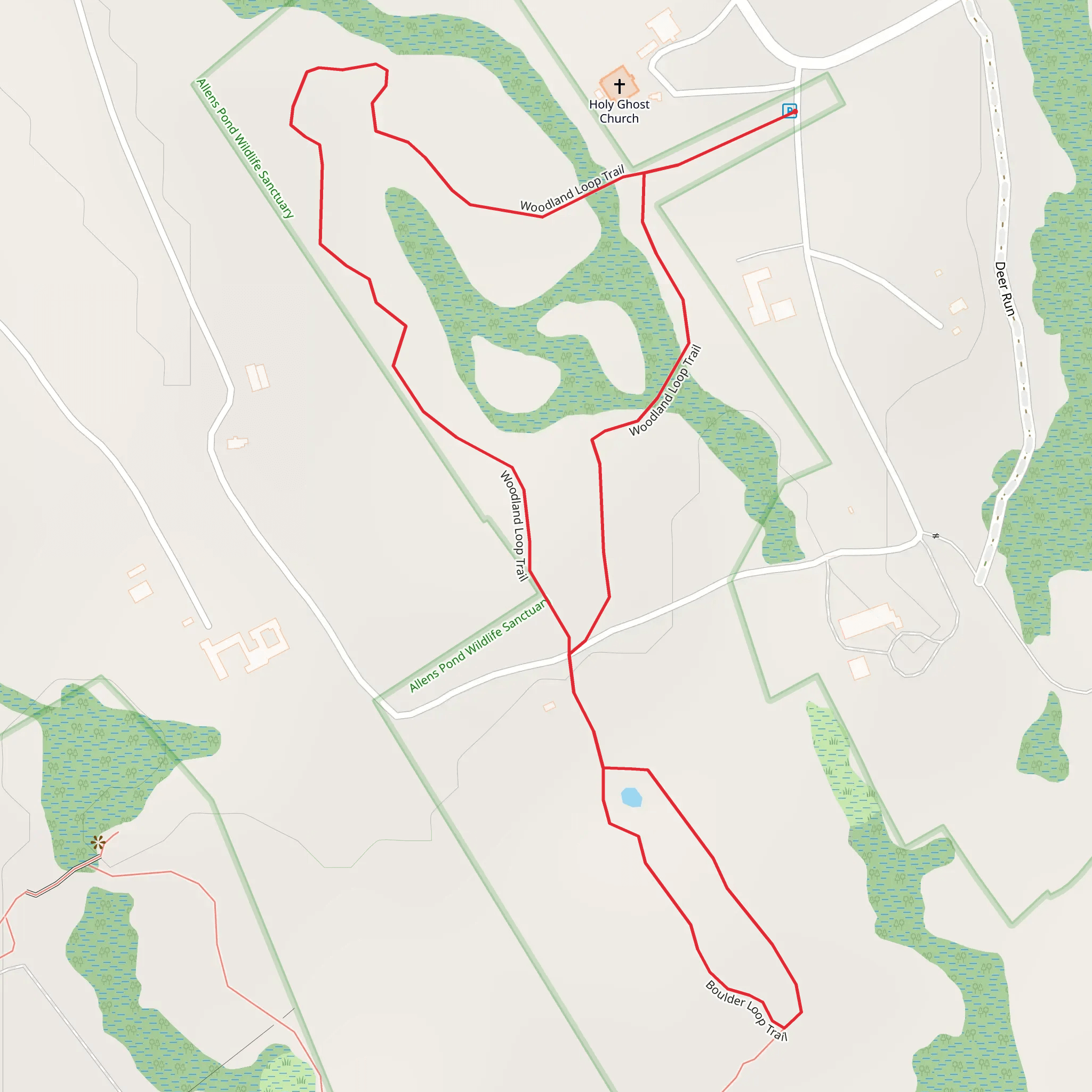 Woodland and Boulder Loop Trail mobile static map