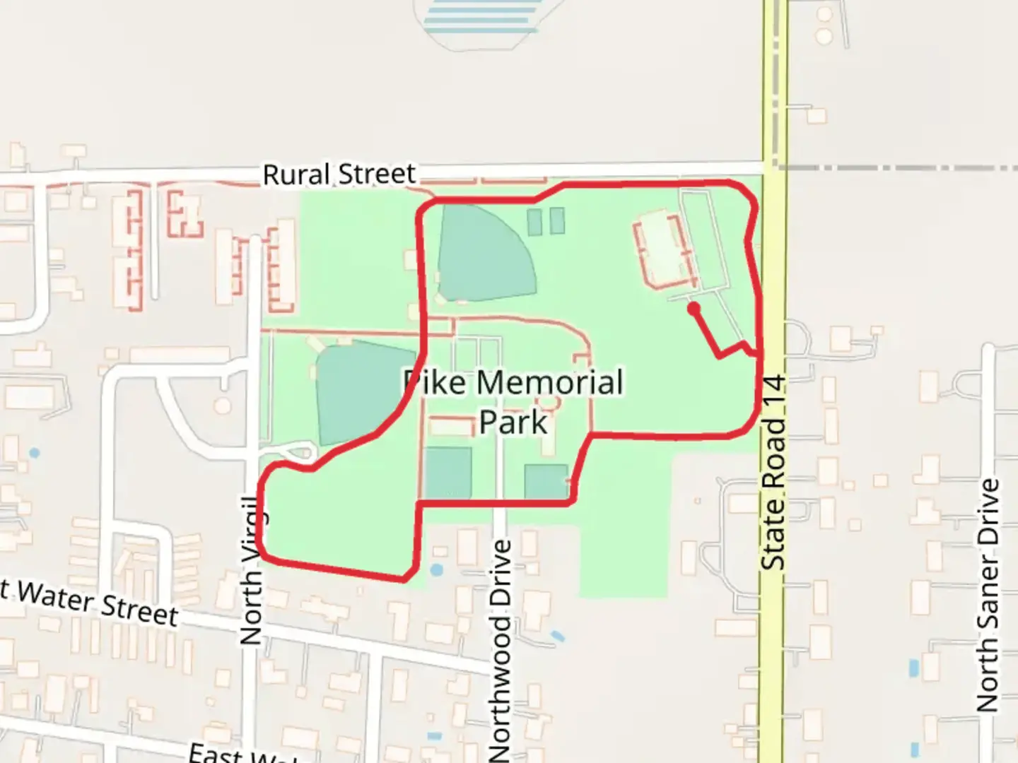 An image depicting the trail Pike Memorial Park Loop and its surrounding area.