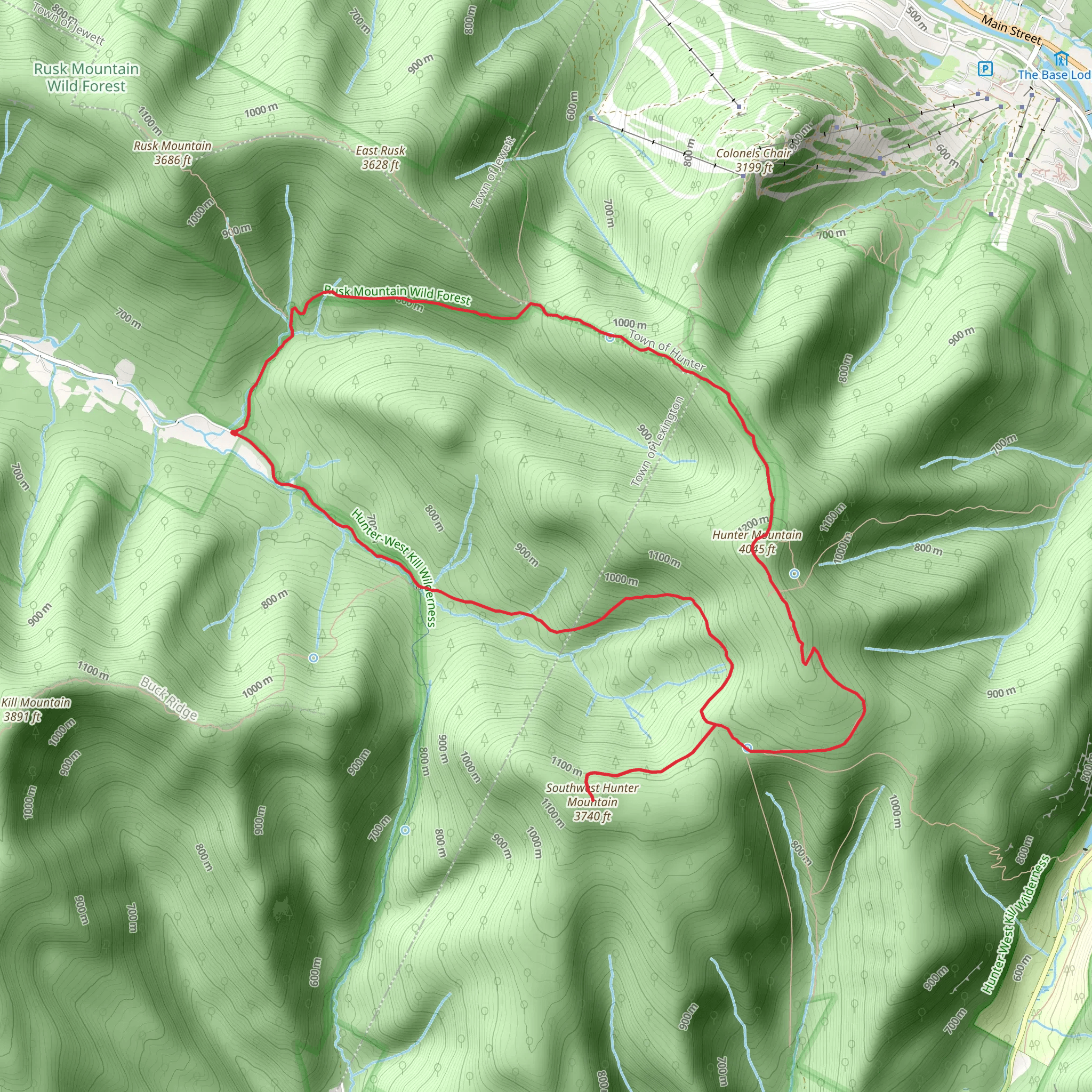 Hunter Mountain via Devil's Path and Spruceton Trail mobile static map