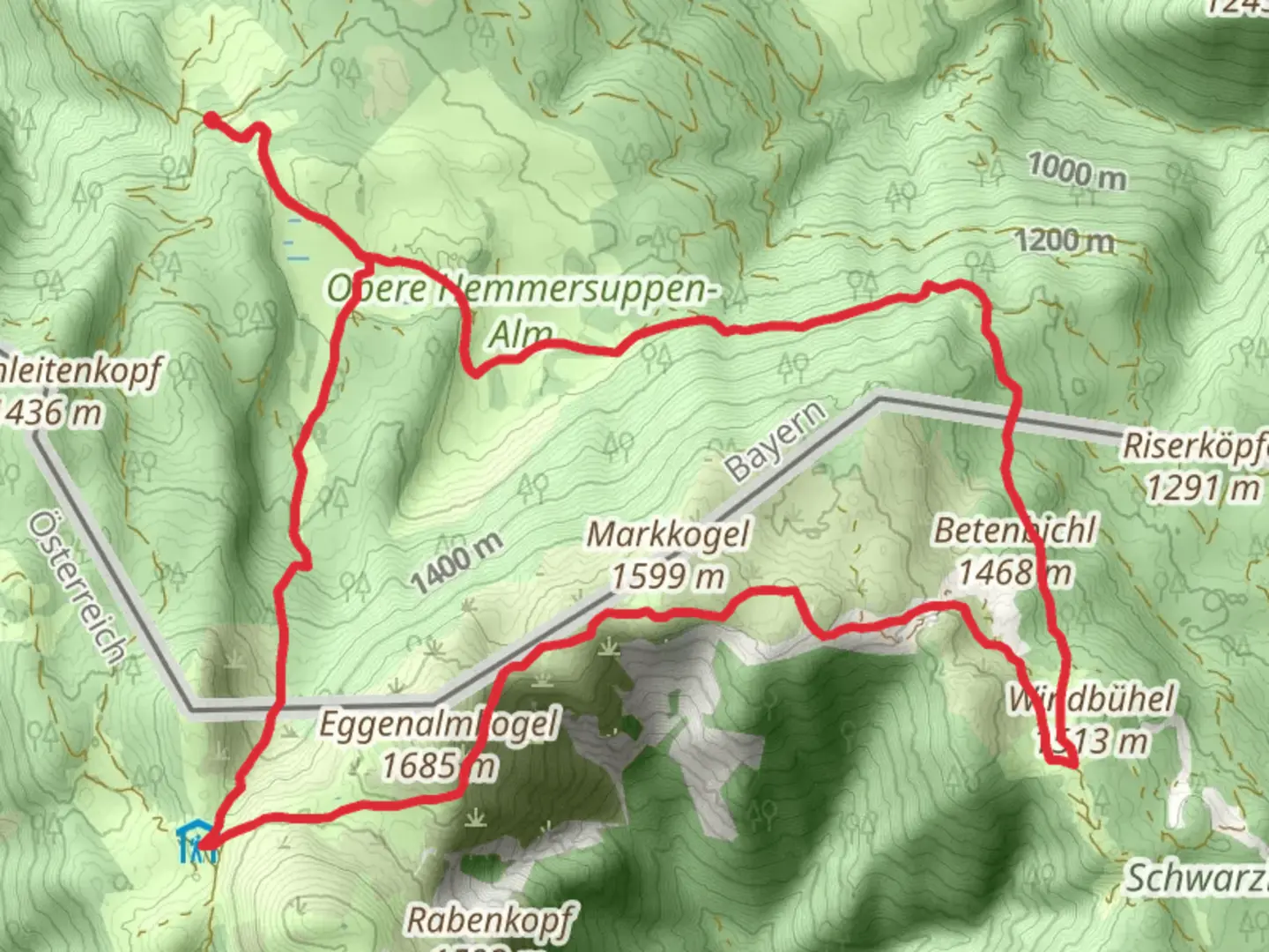 An image depicting the trail Gletscherblick Loop and its surrounding area.
