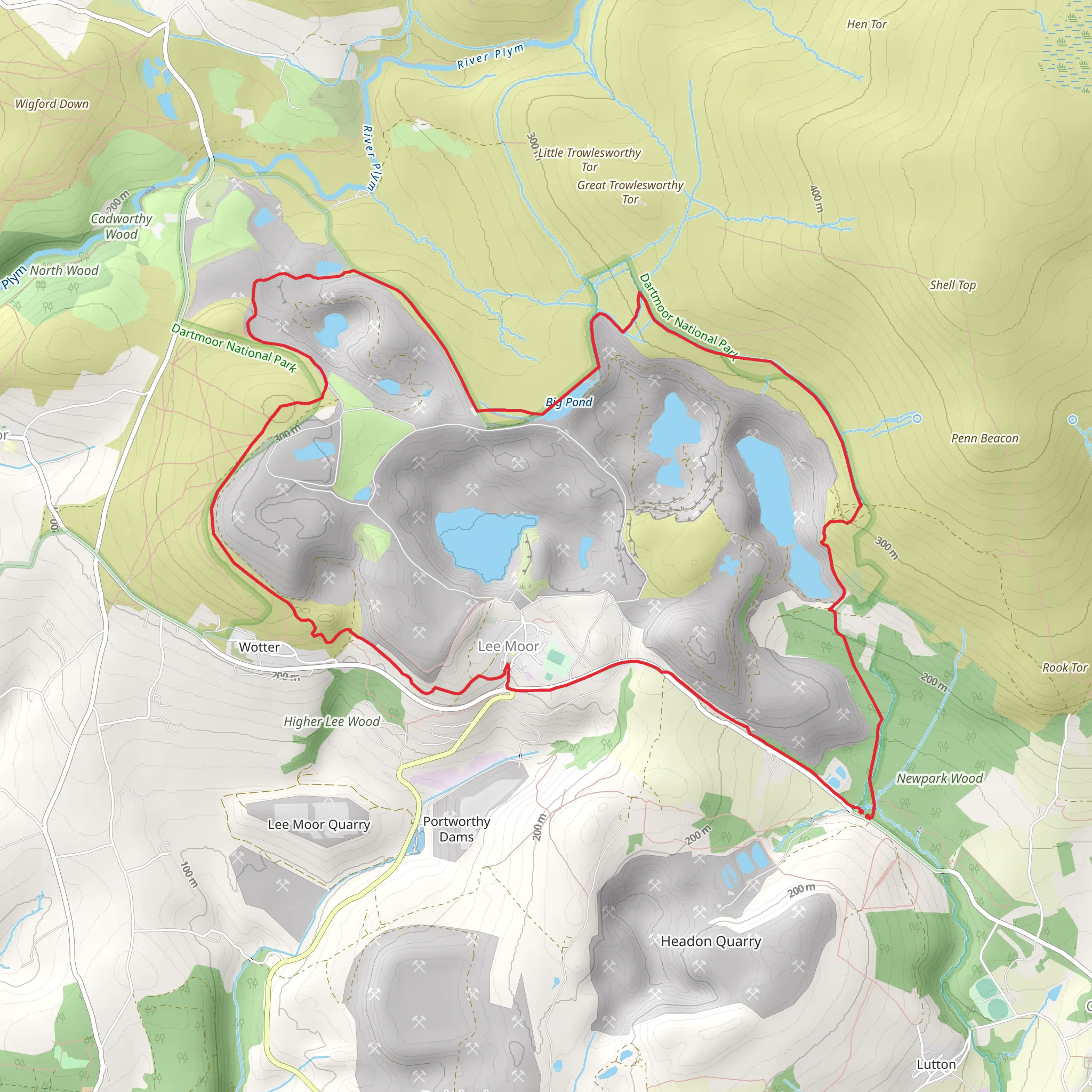 Dartmoor Way, Big Pond and Shough Moor Walk mobile static map