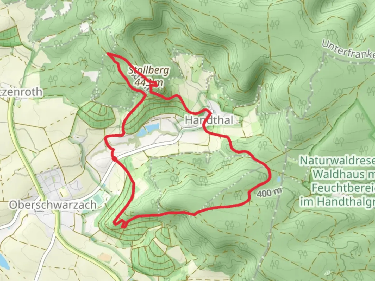 An image depicting the trail Rundweg Stollburg and Kelten Erlebnisweg and its surrounding area.