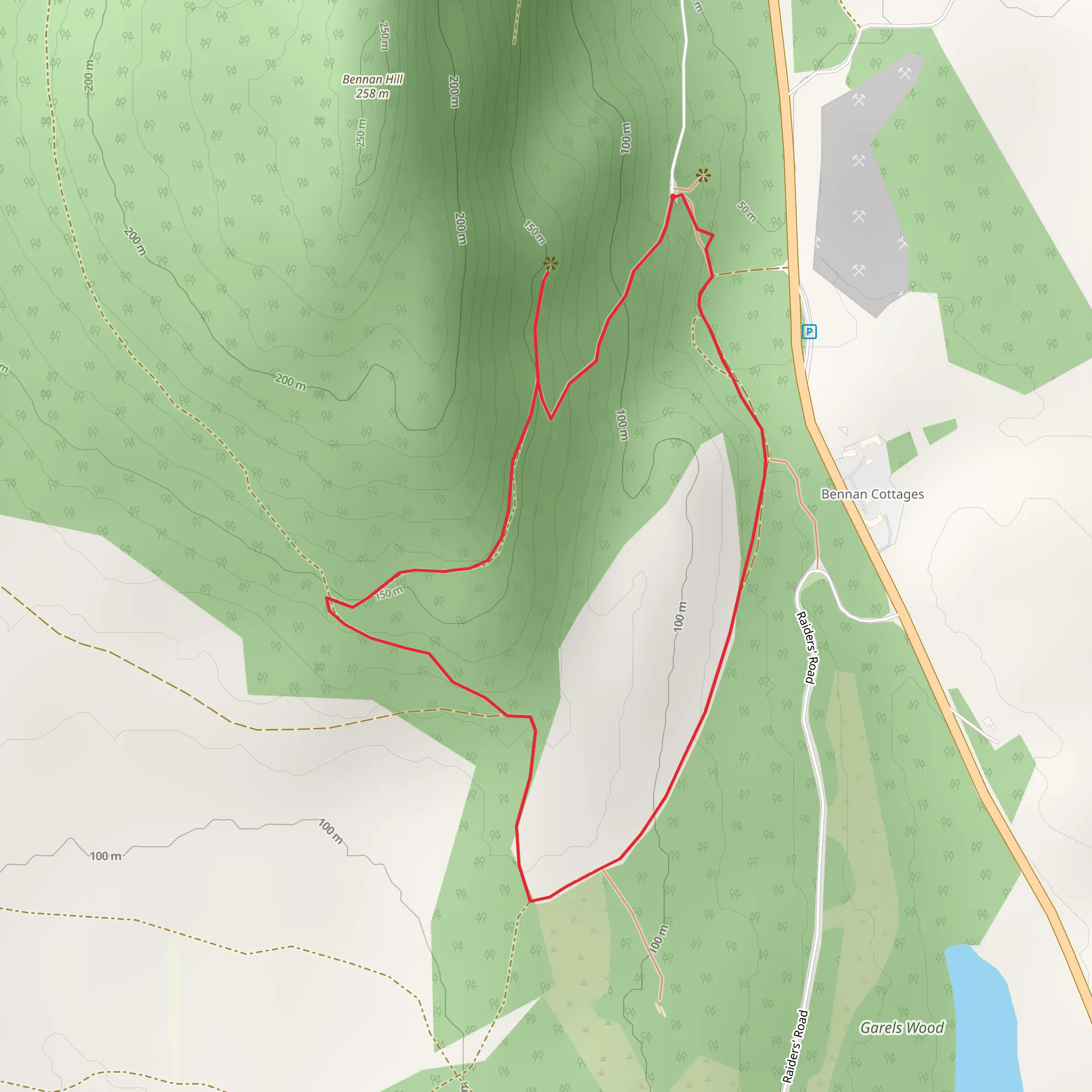 Bennan Viewpoint Loop Trail from Loch Ken mobile static map