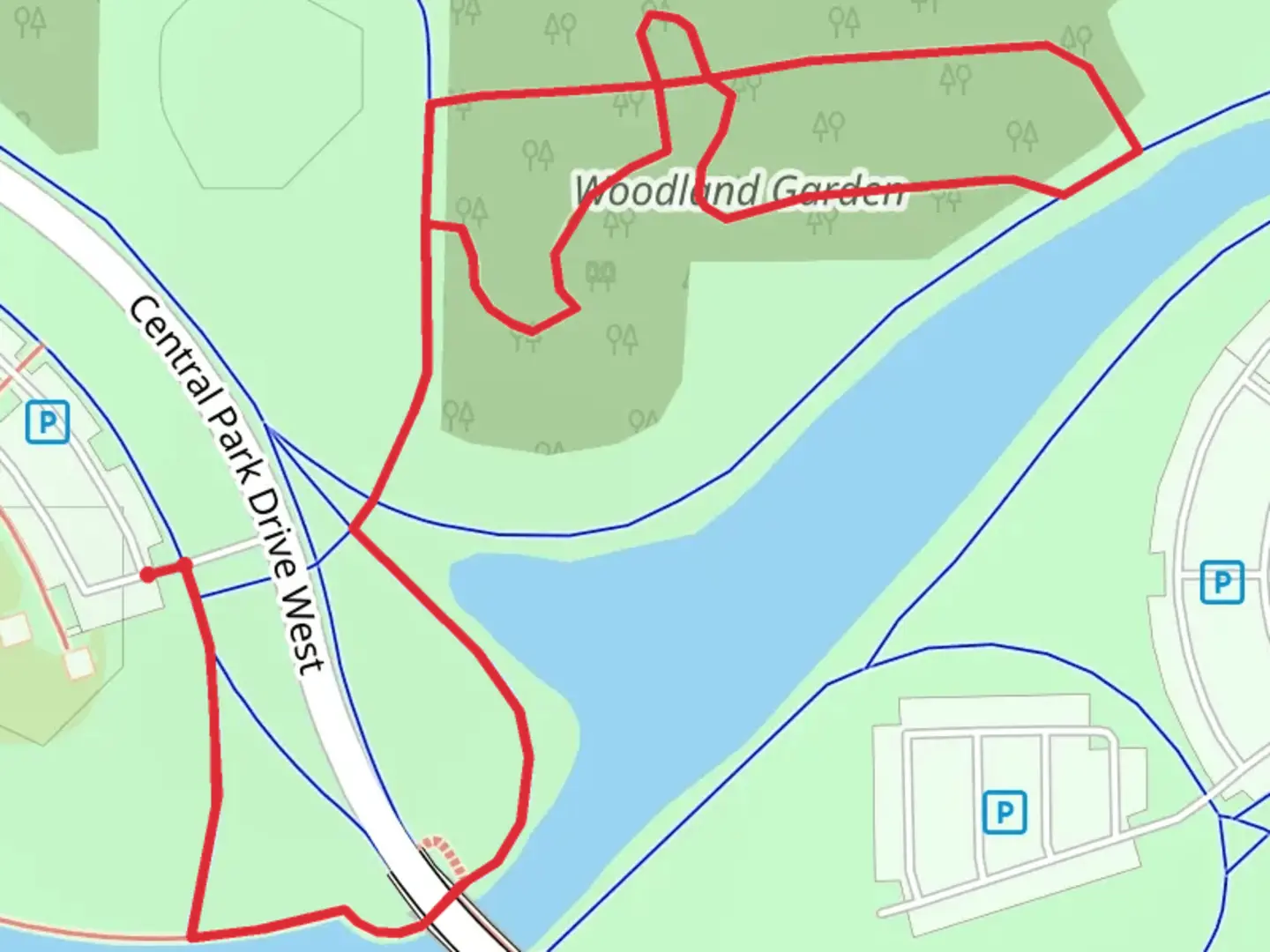 An image depicting the trail Woodland Garden Loop and its surrounding area.
