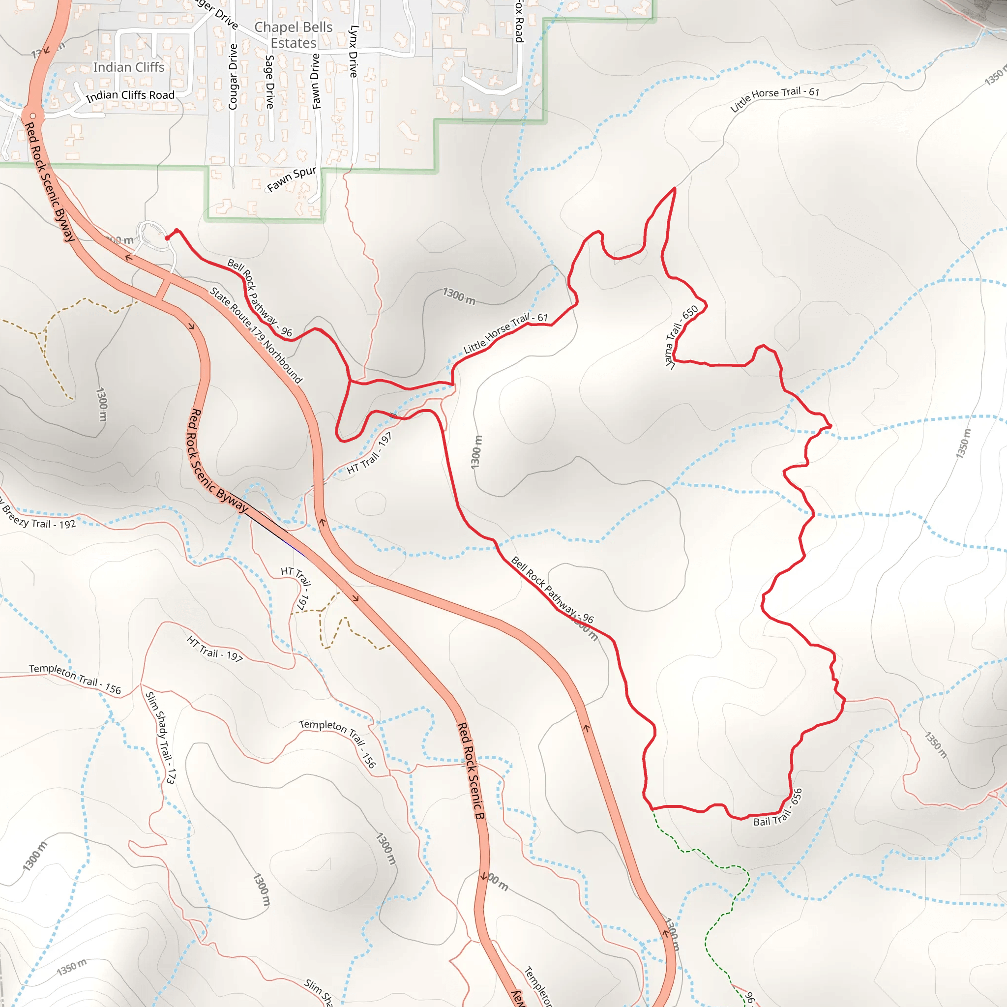 Bell Rock Pathway and Little Horse Loop Trail mobile static map