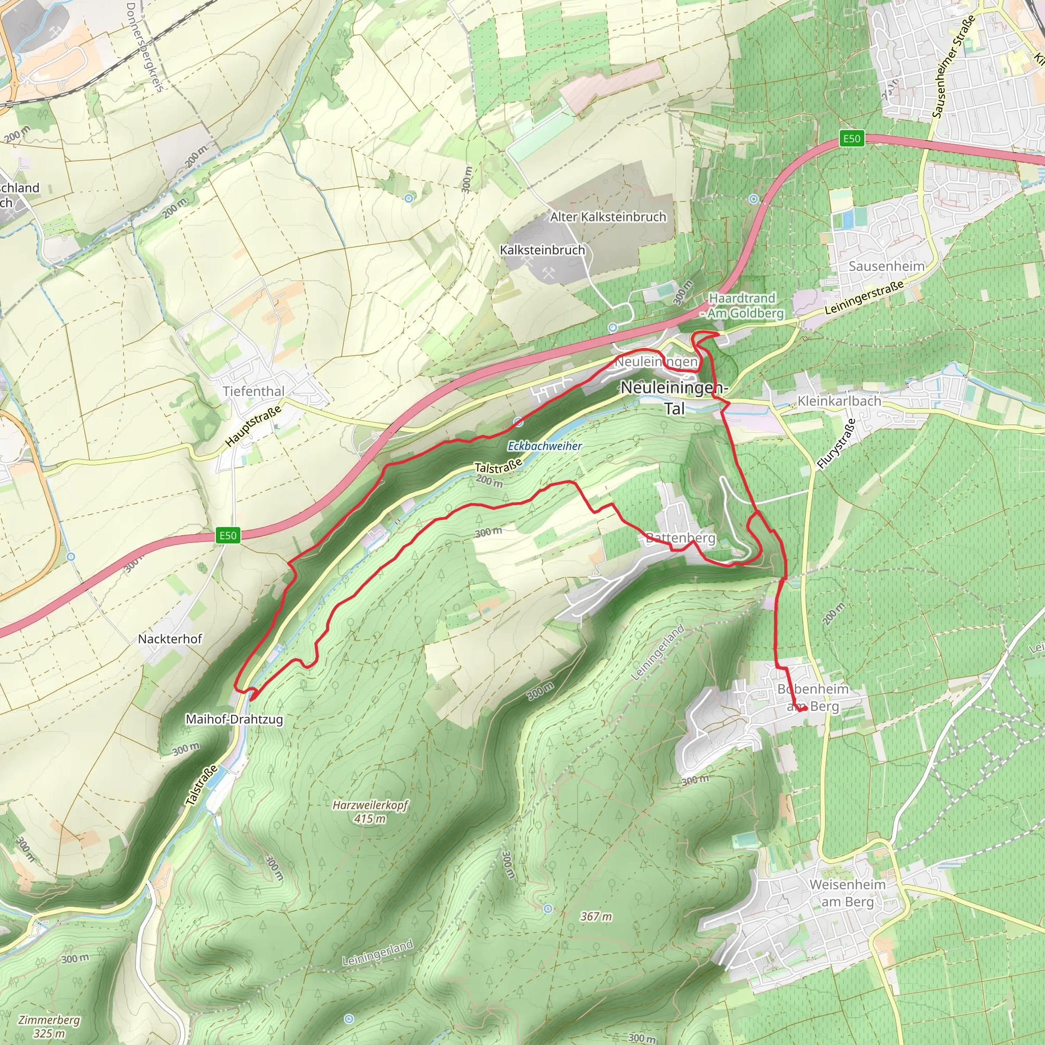 Maihof via Pfalzerwald Gruener Balken mobile static map