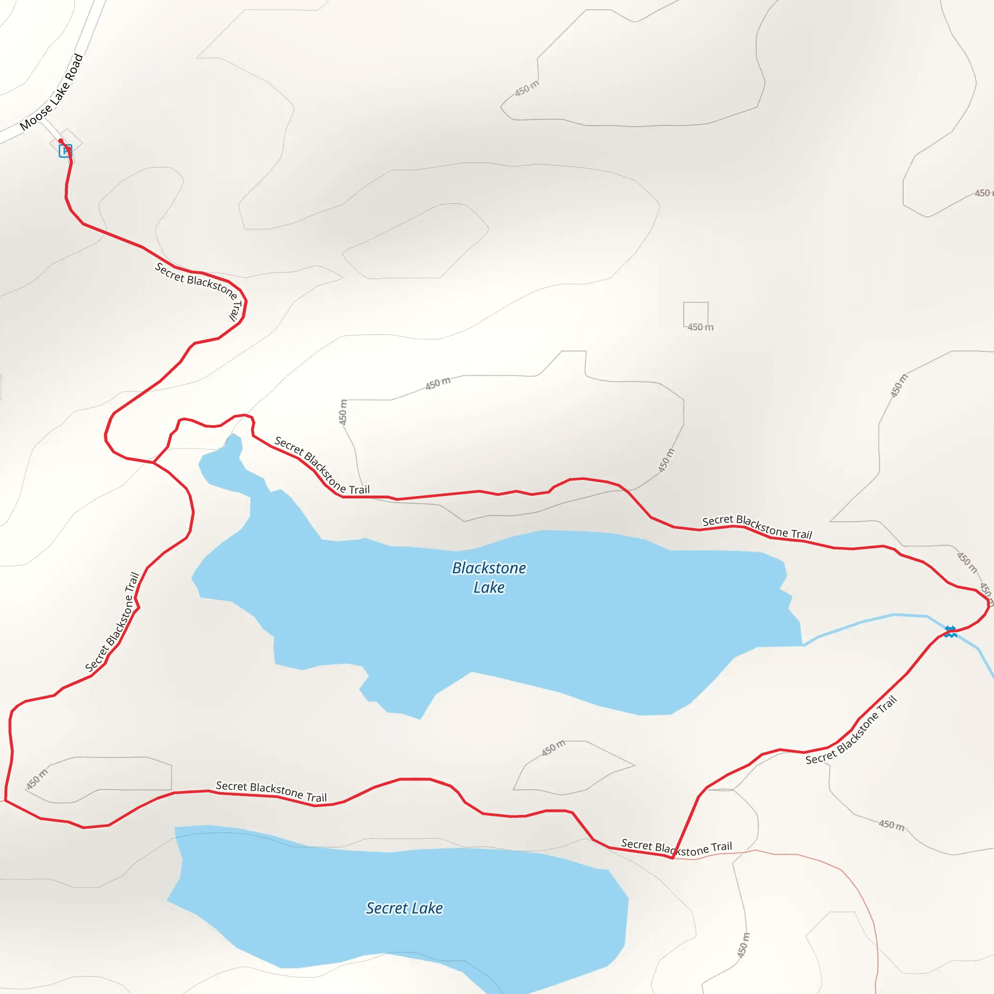 Blackstone Lake via Secret Blackstone Trail mobile static map