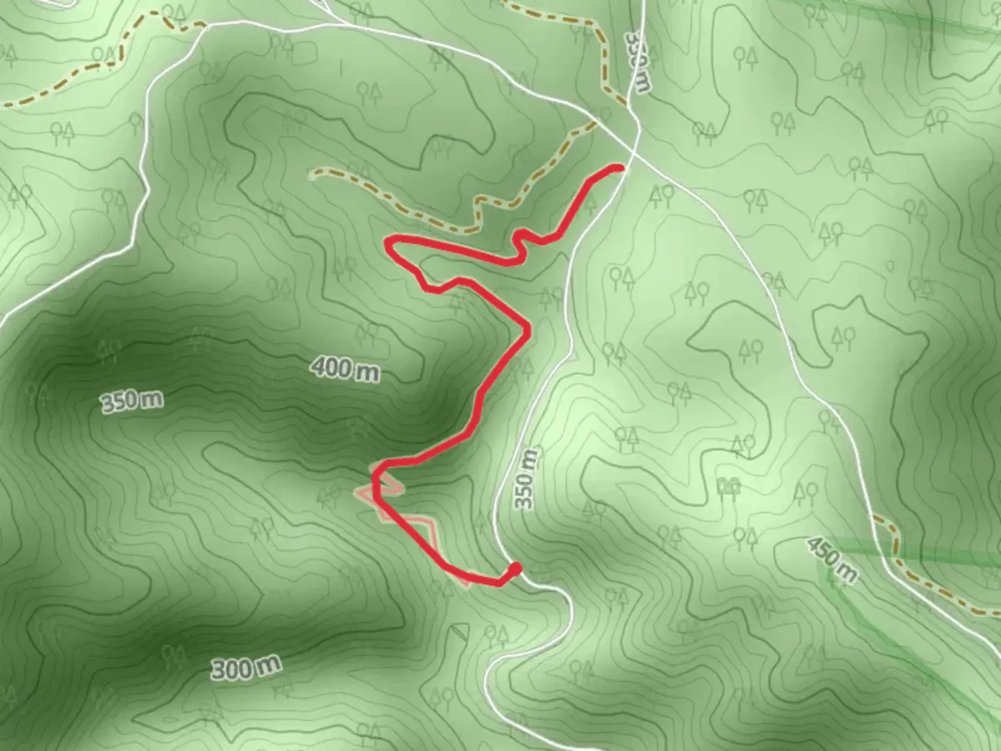 An image depicting the trail Waterfall Grove Trail and its surrounding area.