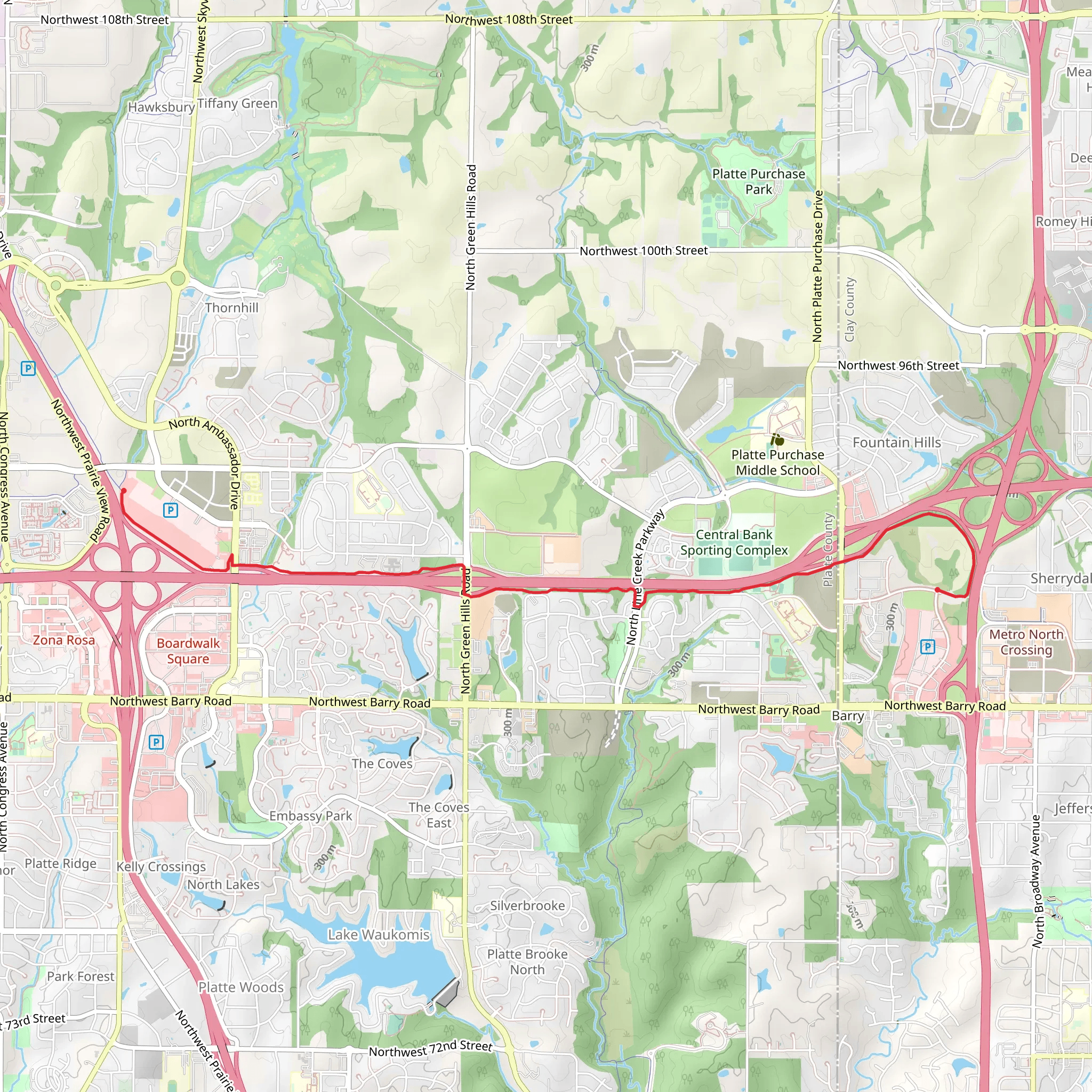 A 152 Trail from North Old Tiffany Springs Road mobile static map