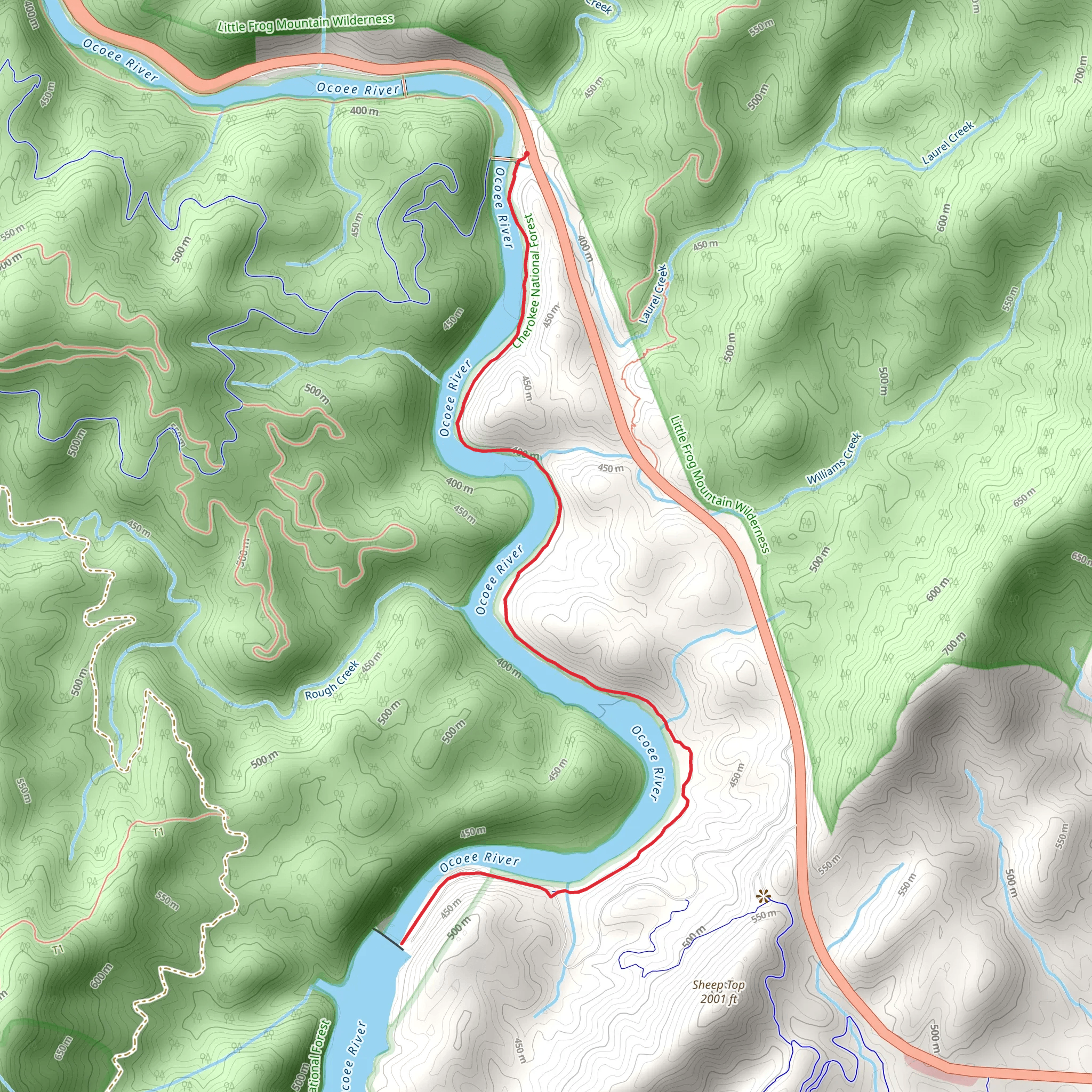 Ocoee River Trail mobile static map