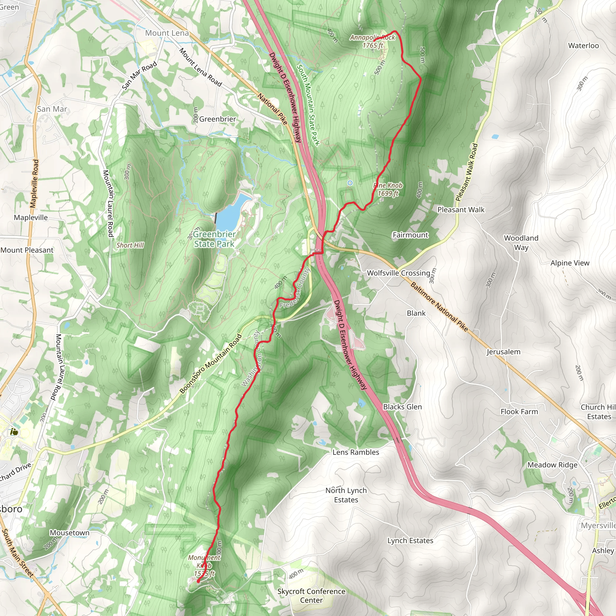 Monument Knob and Annapolis Rock via Appalachian Trail mobile static map