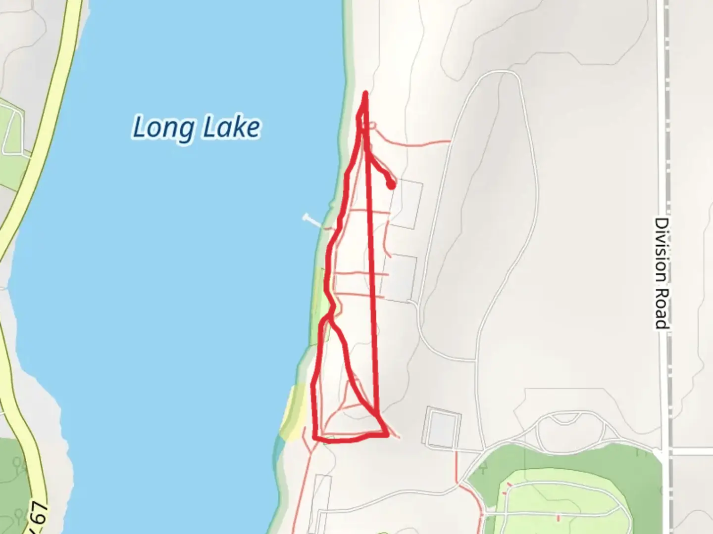 An image depicting the trail Unofficial Thorny Shortcut Loop and its surrounding area.