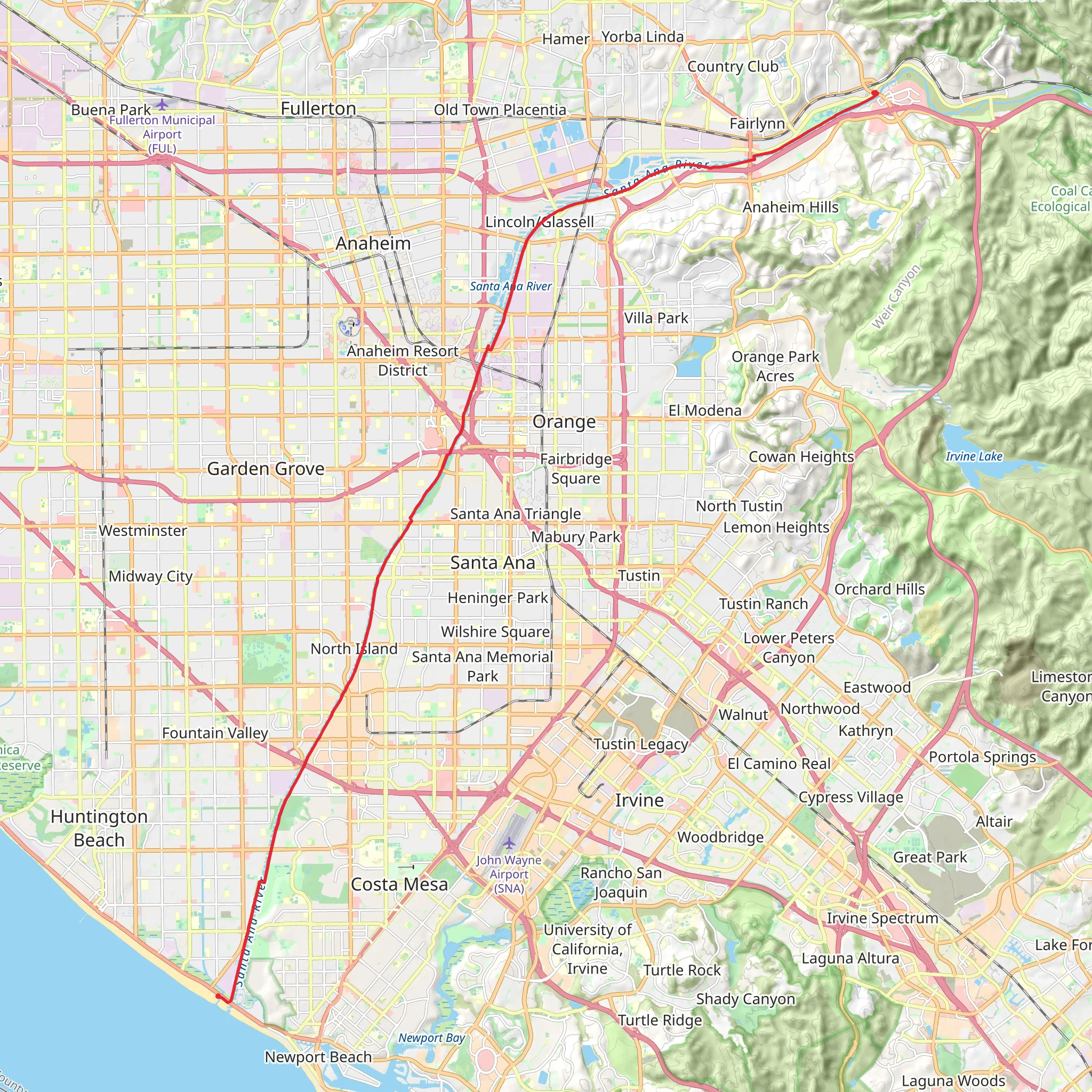 Santa Ana River Trail Point to Point mobile static map