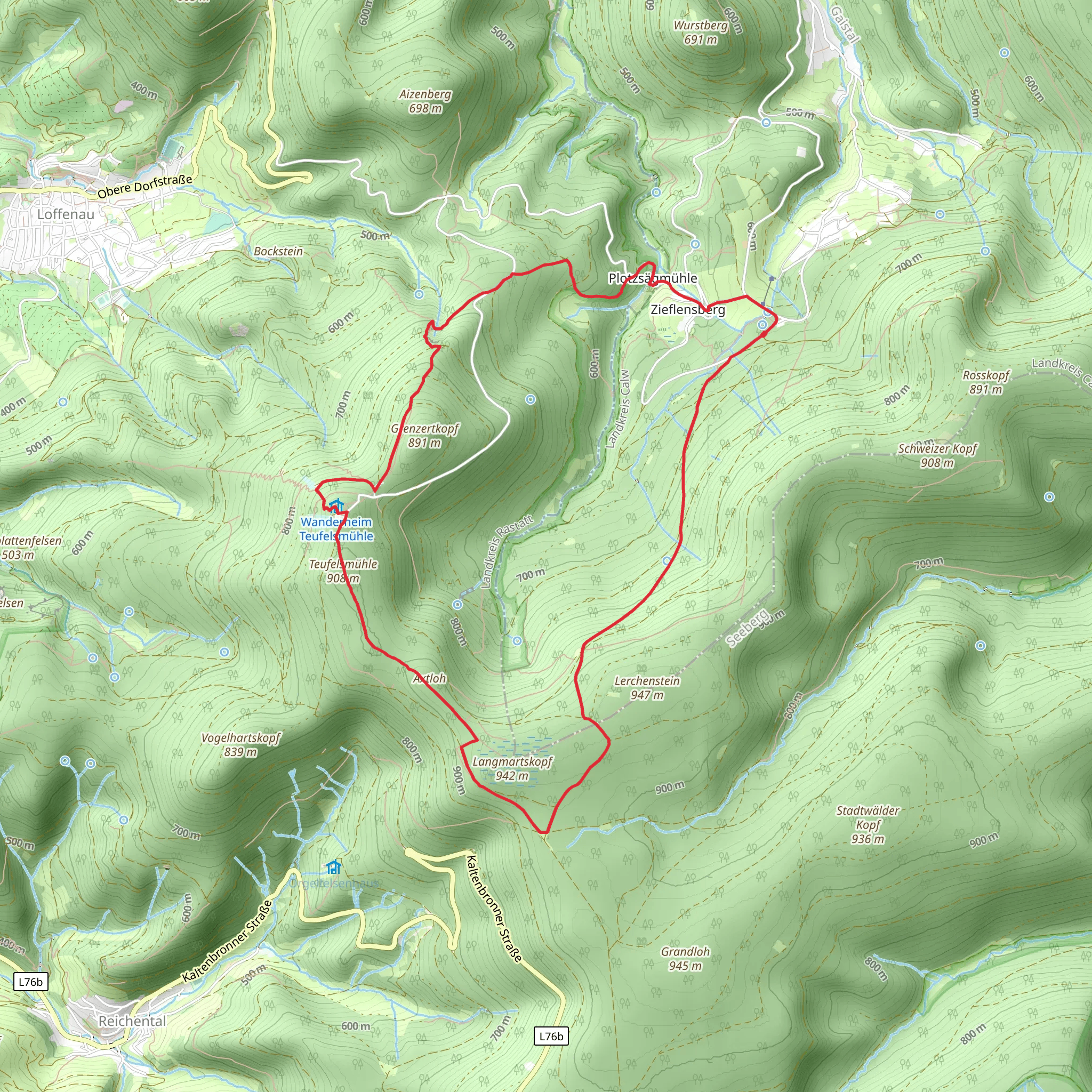 Teufelsmühle and Grosses Loch via Brudesweg mobile static map