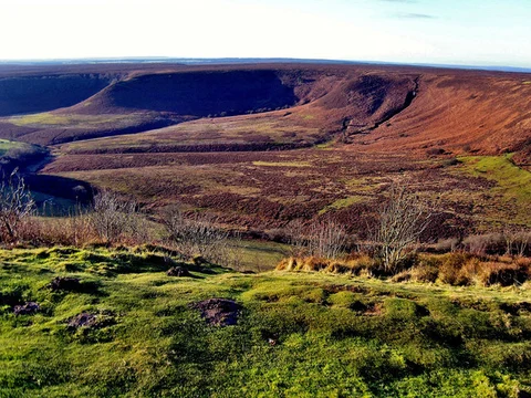 An image depicting the trail Levisham Moor and Hole of Horcum Loop and its surrounding area.