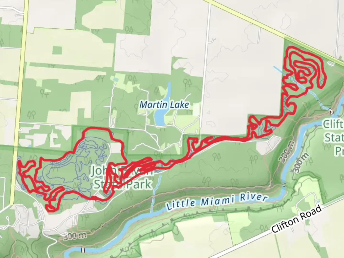 An image depicting the trail Powerline, Lower Great Scott and Upper great Scott Loop and its surrounding area.