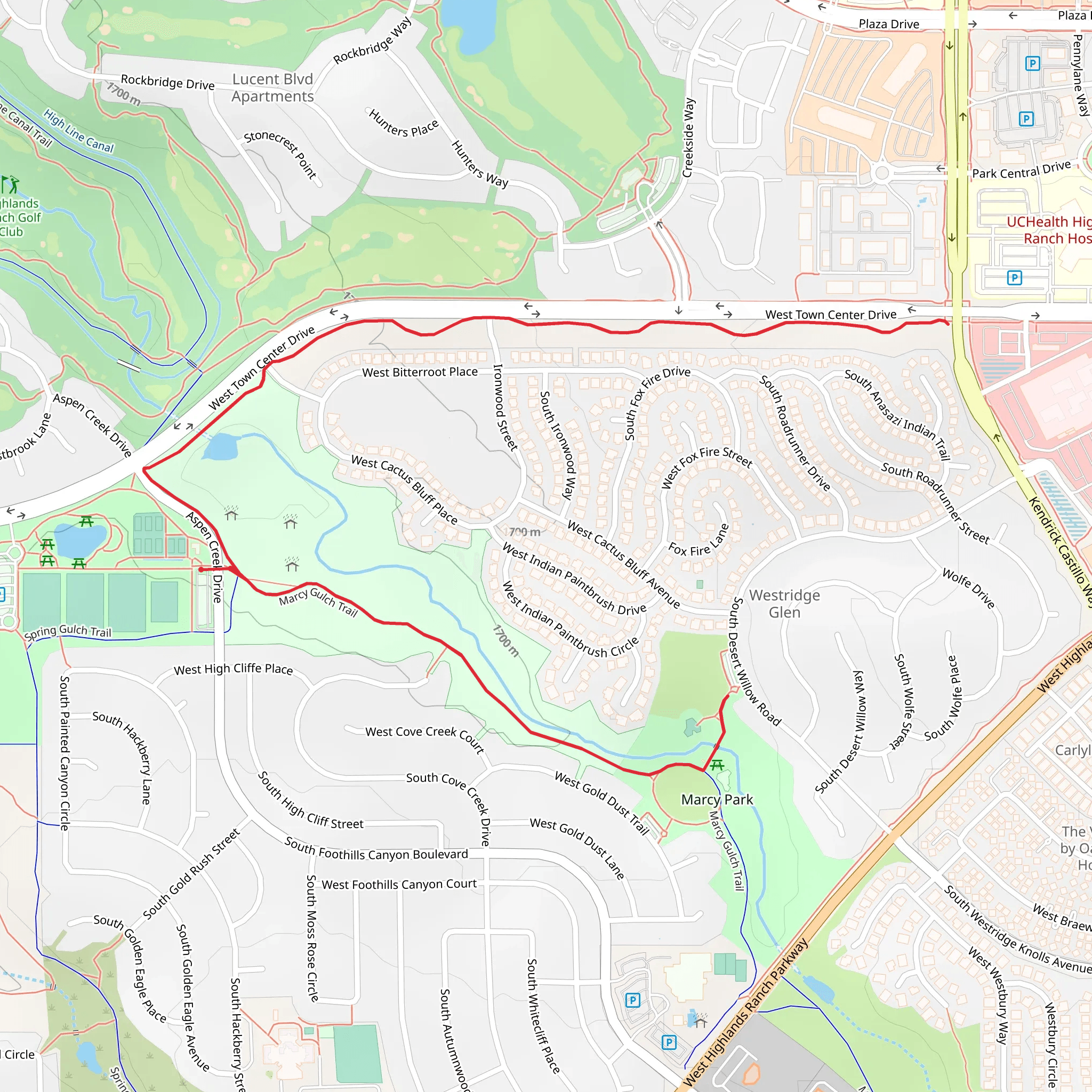 Marcy Gulch and West Town Centre mobile static map