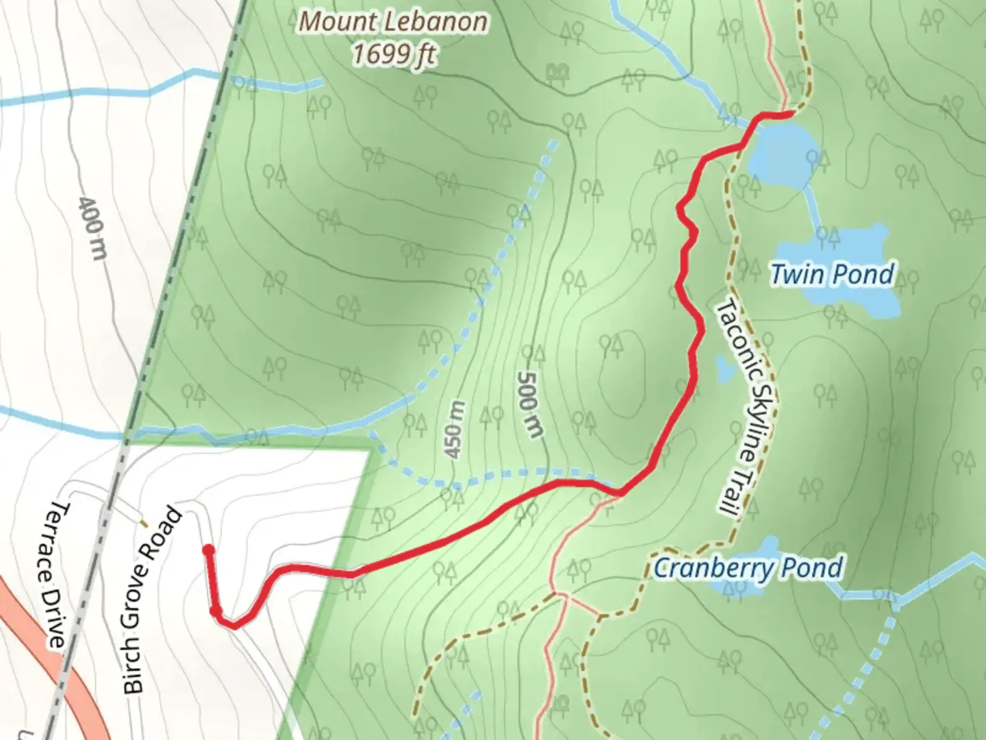 An image depicting the trail Twin Pond Trail and its surrounding area.