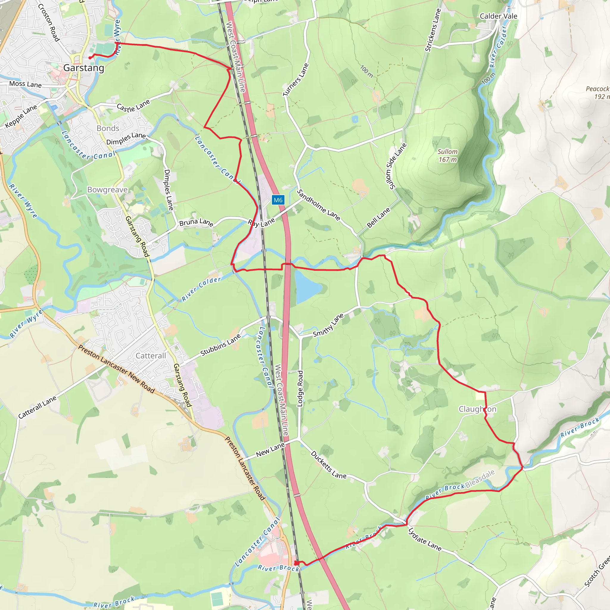 Bilsborrow to Garstang Walk mobile static map