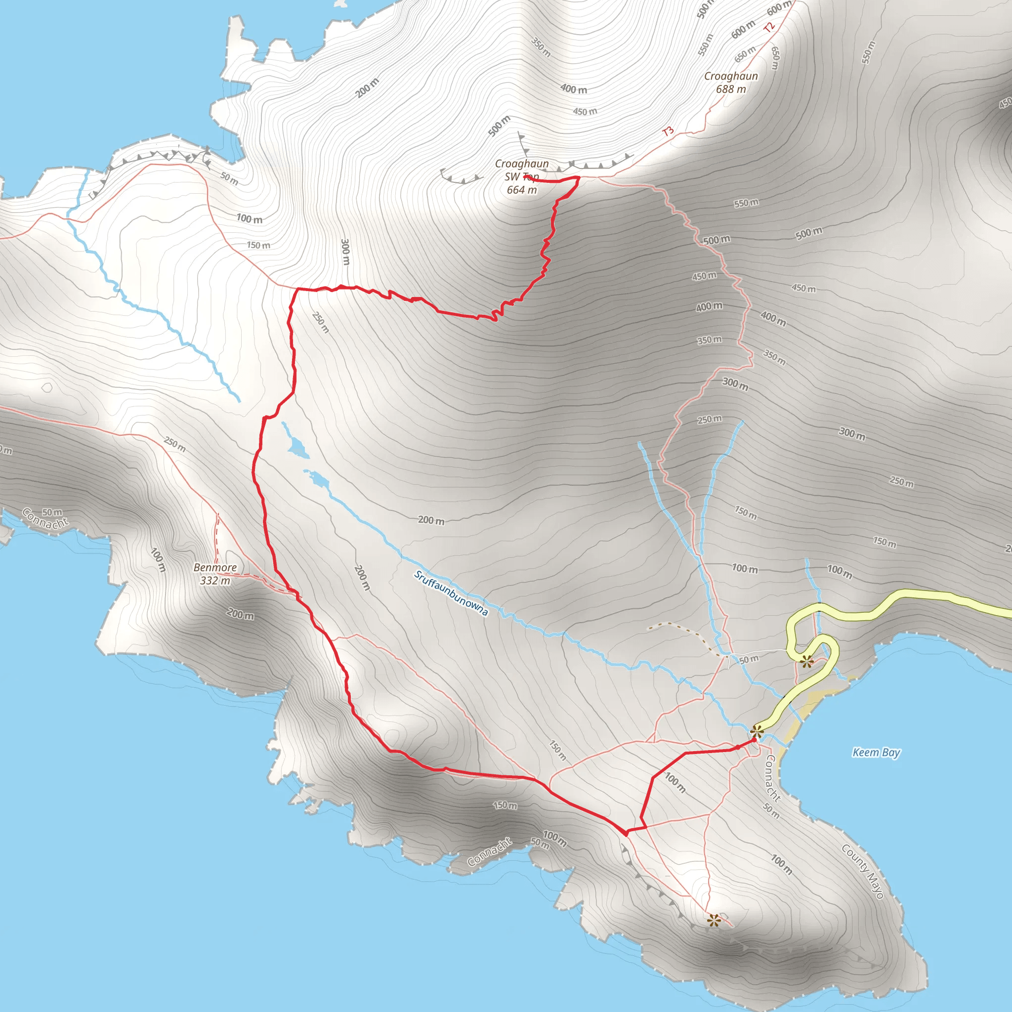 Croaghaun SW Summit mobile static map