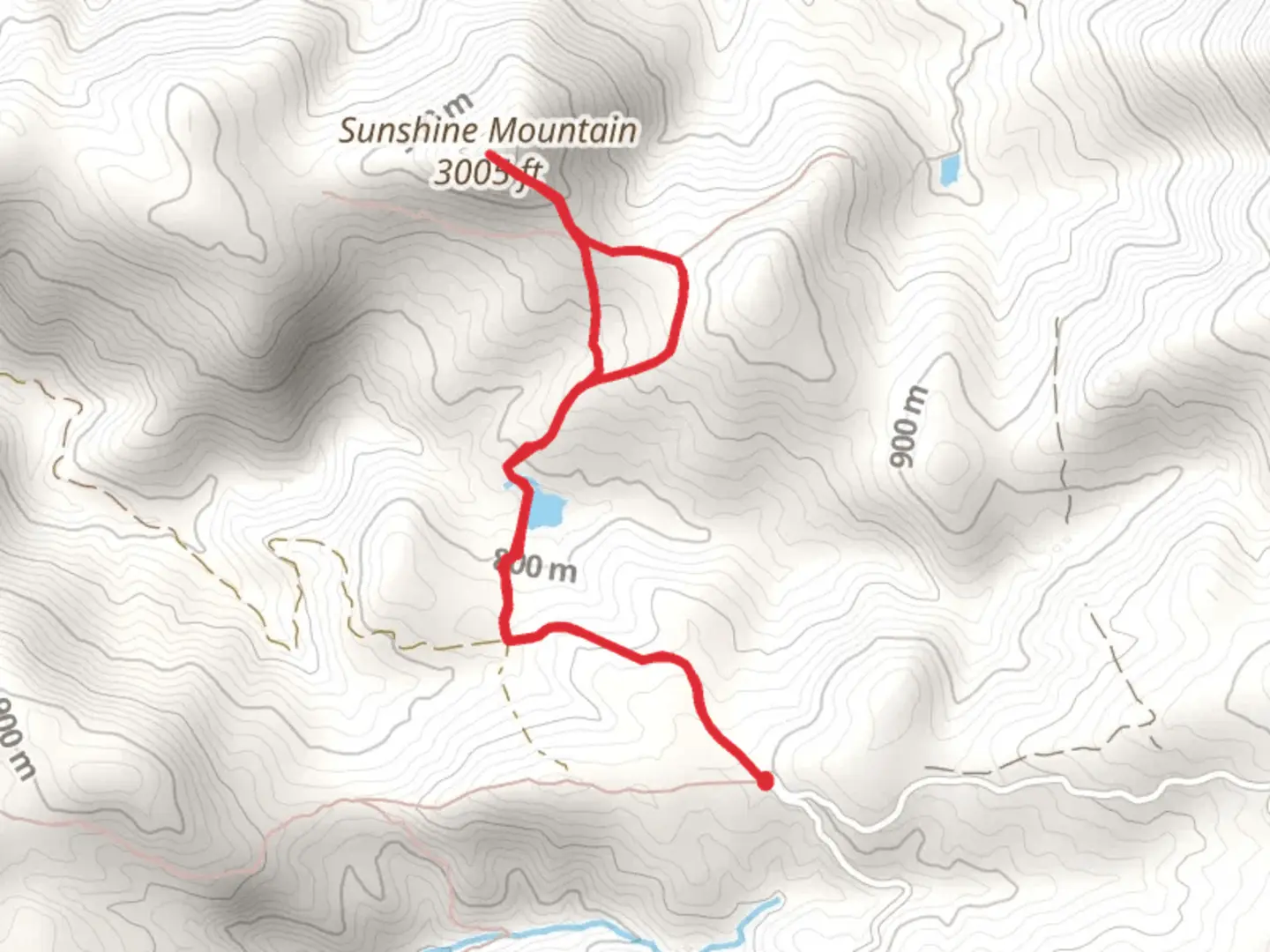 An image depicting the trail Sunshine Mountain and Kelly Creek Loop and its surrounding area.