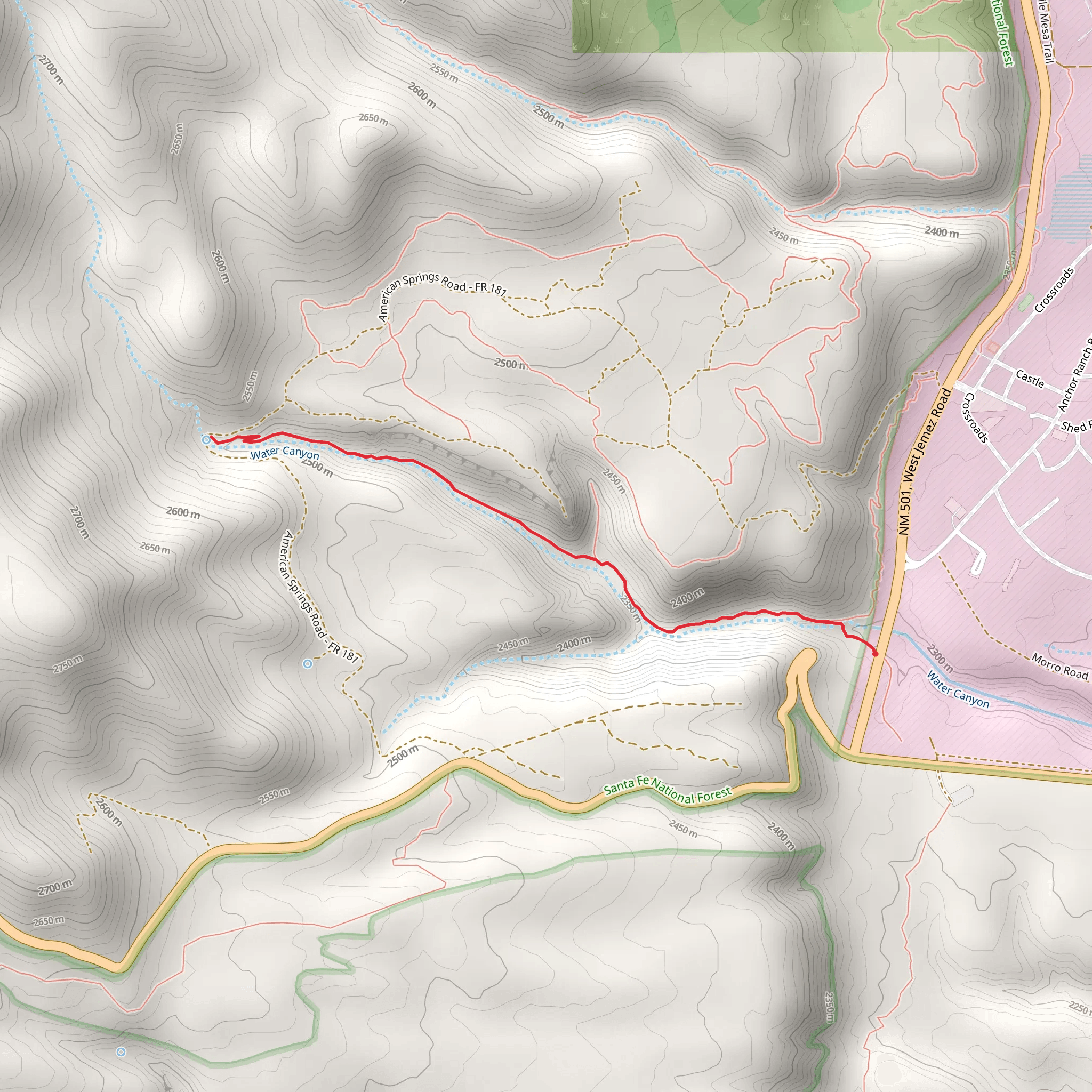 Water Canyon Trail mobile static map