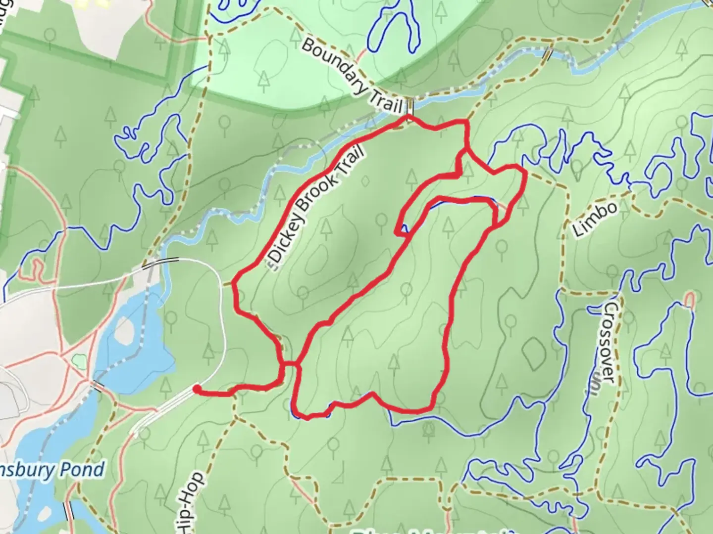 An image depicting the trail Dickey Brook and Limbo Loop Trail and its surrounding area.