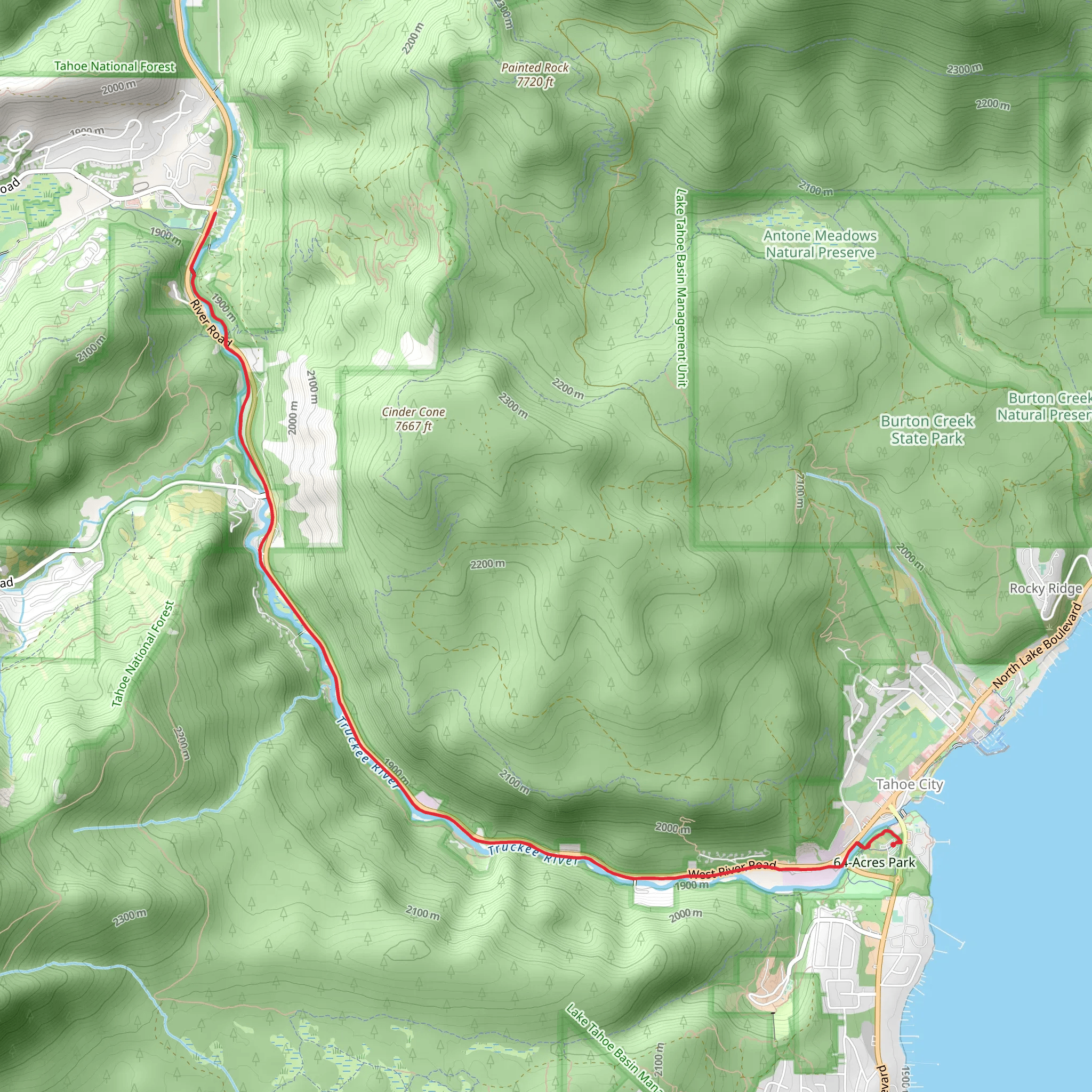 Truckee River Hike Trail mobile static map