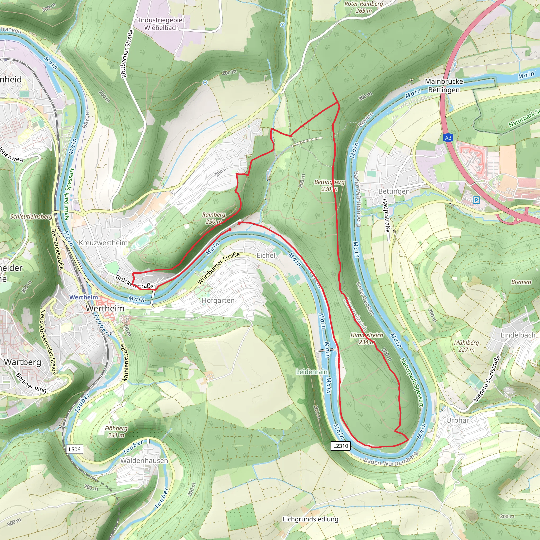 Himmelreich, Bettingberg and Main via Heunweg mobile static map